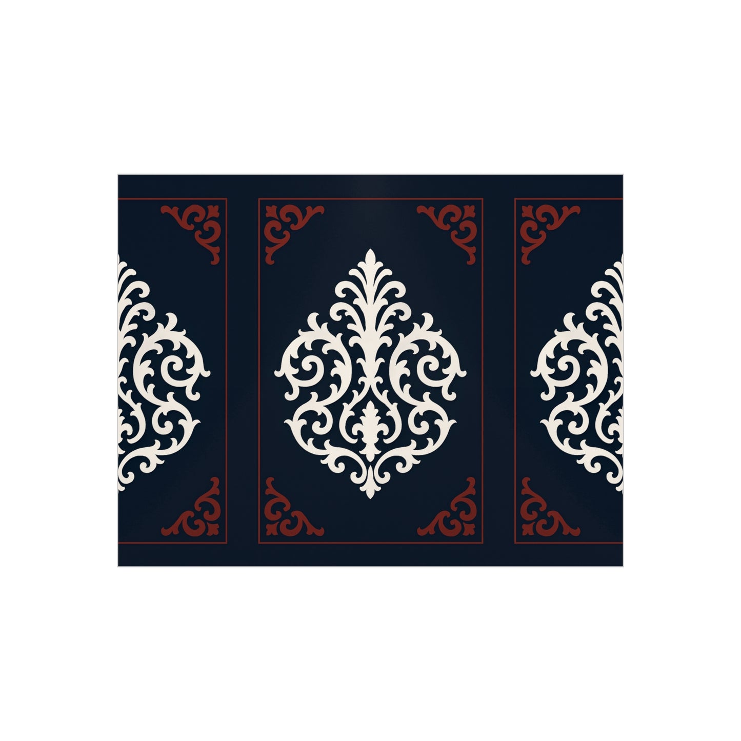 Dusk Blue-Maroon & White Baroque Foam Board Wall Art — Blue, White & Maroon Pattern
