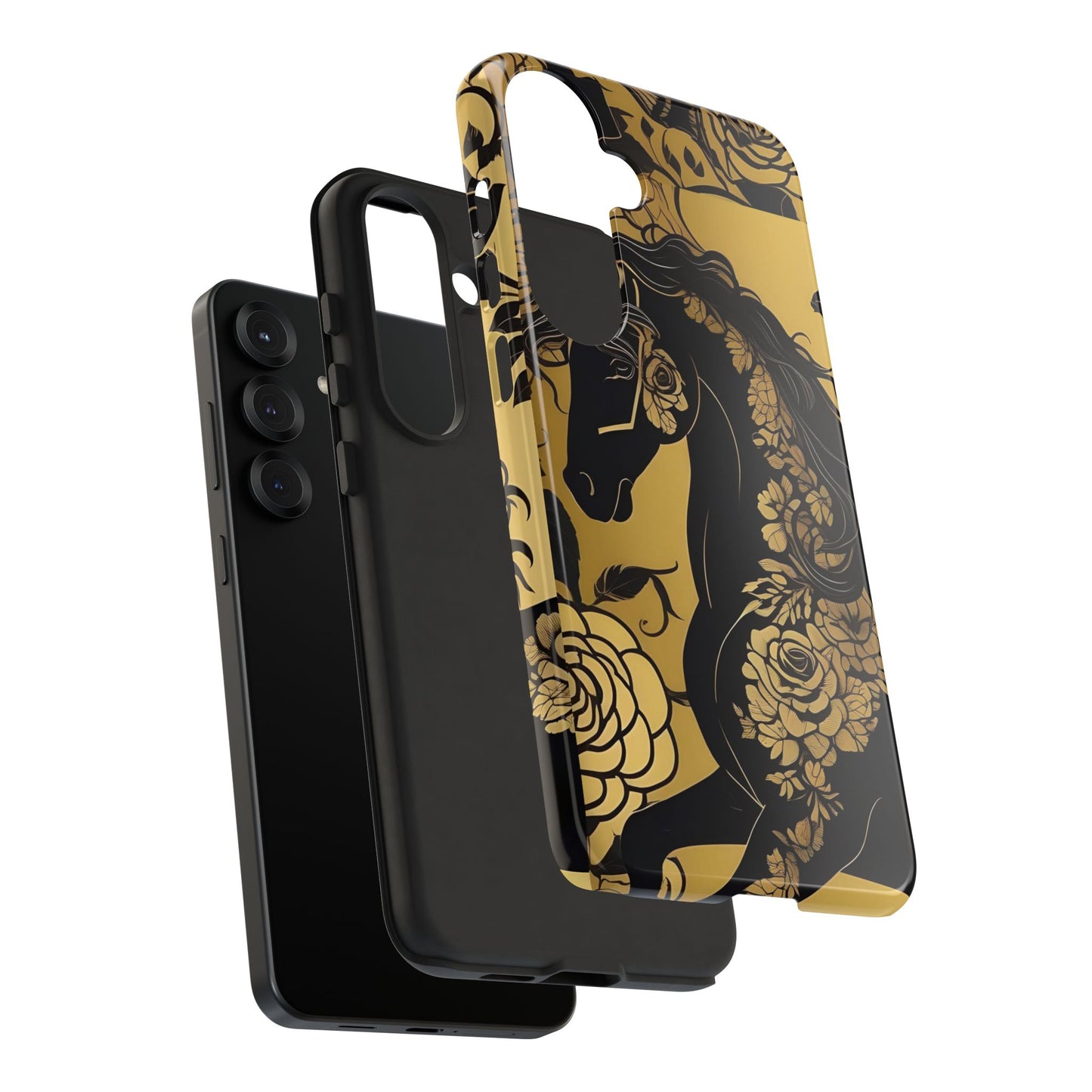 Phone Case - Elegant Horse & Roses Design