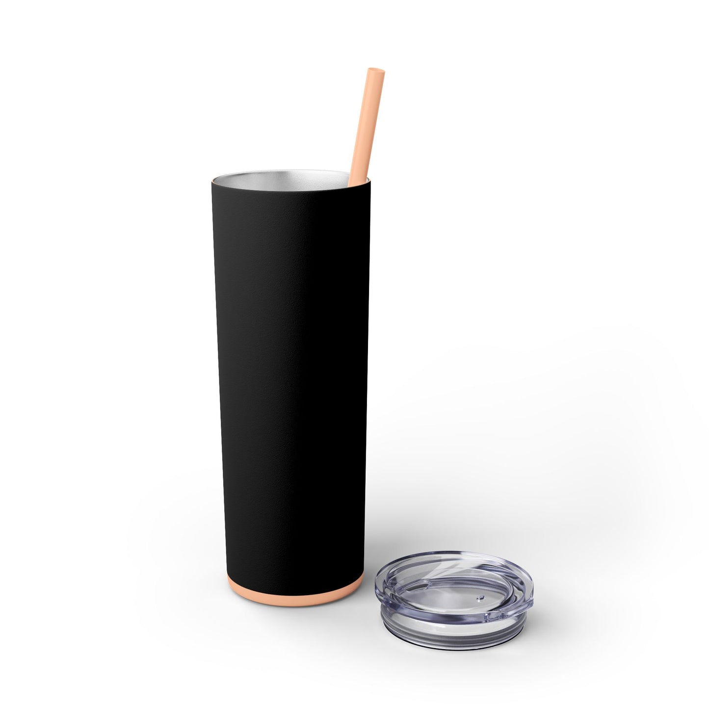 Stylish Black Skinny Tumbler with Straw, 20oz - Perfect for Coffee, Juice, and Smoothies, Ideal Gift for Any Occasion