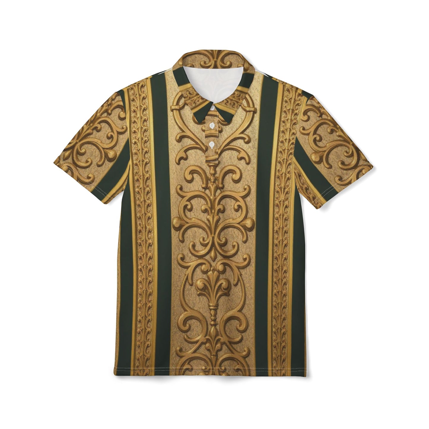 Luxurious Baroque AOP Unisex Polo Shirt, Fashionable Casual Wear, Summer Outfit, Unique Gift, Stylish Men's Shirt, Elegant Clothing