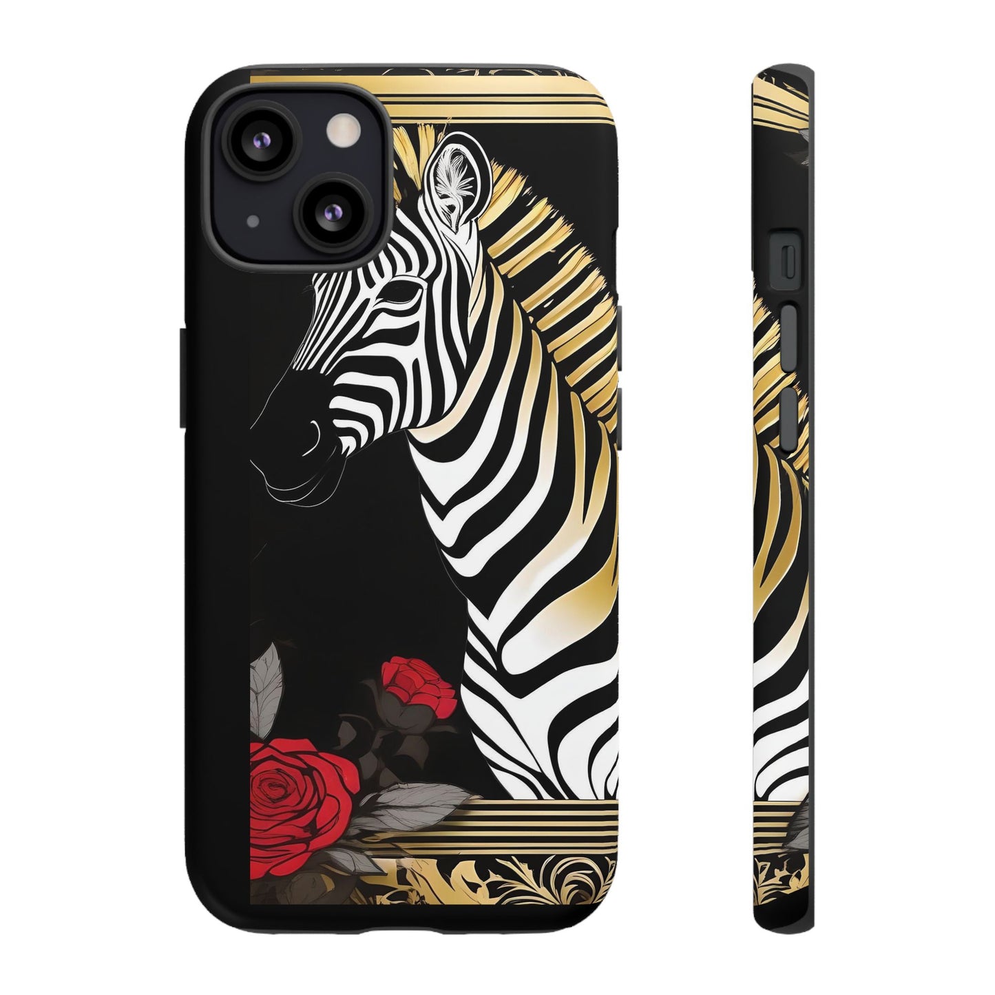 Phone Case - Elegant Zebra & Roses Design