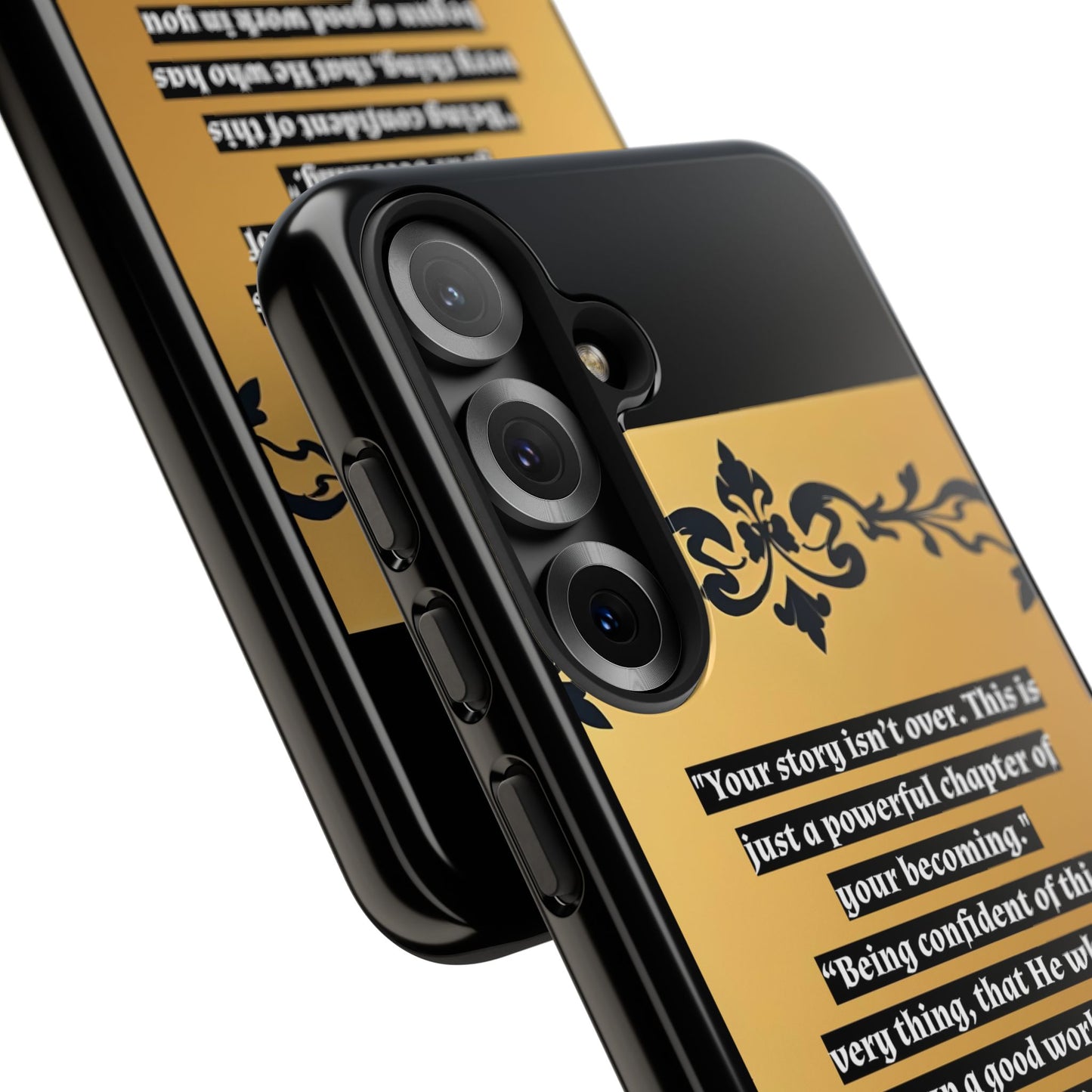 Elegant Floral Motif Phone Case - Tough Cases with Vintage Design - "Your story isn't over"