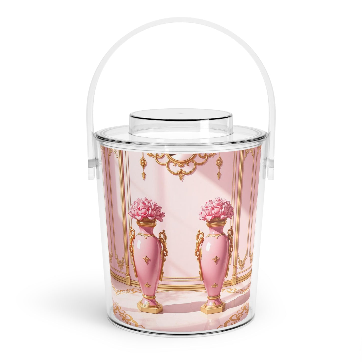 Elegant Pink Ice Bucket with Tongs - Chic Barware for Parties, Bridal Showers, Home Decor, Summer Gatherings