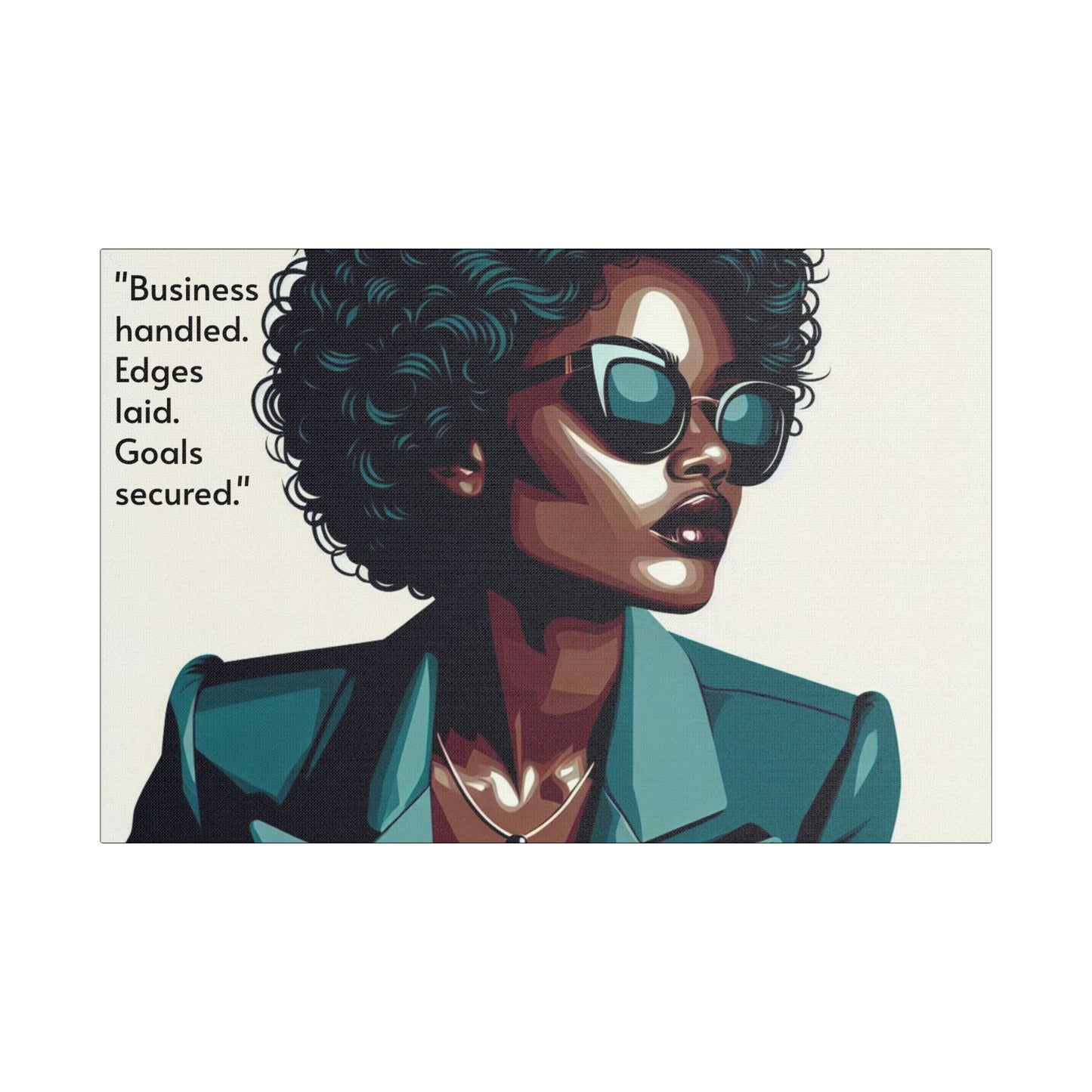Afro Art Print Canvas, Wall Decor, Satin Stretched Canvas, African American Art, Office Decor, Home Decor - "Business handled."
