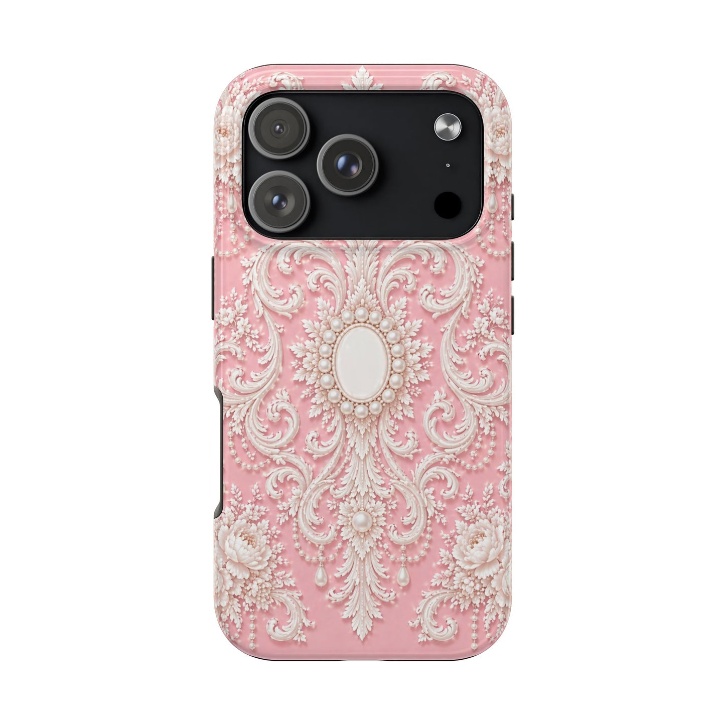 Pink Rococo Elegant Floral Tough Phone Case - Pink Vintage Design