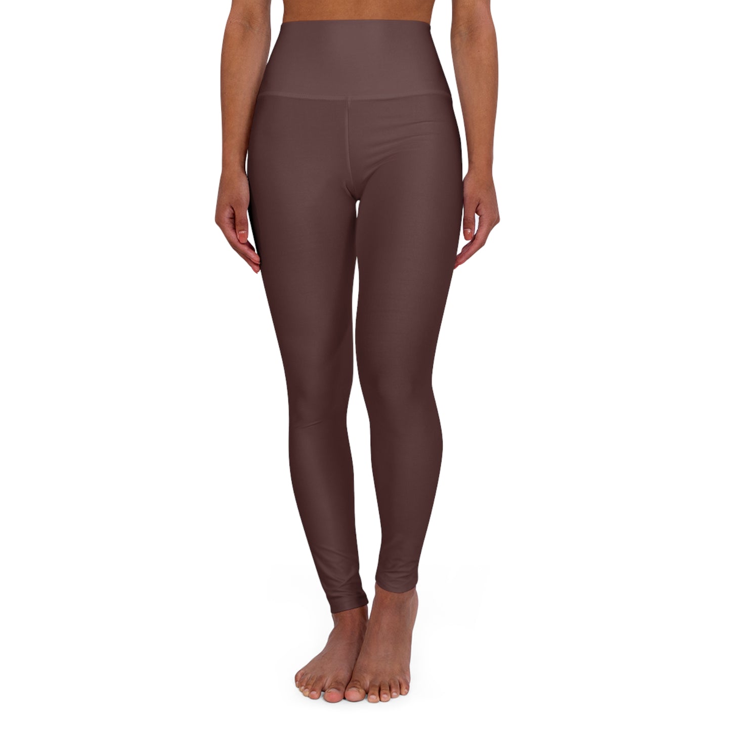 High Brown Merlot Waisted Yoga Leggings, Comfortable Activewear, Fitness Gear, Workout Leggings, Stylish Yoga Pants, Athleisure Outfit