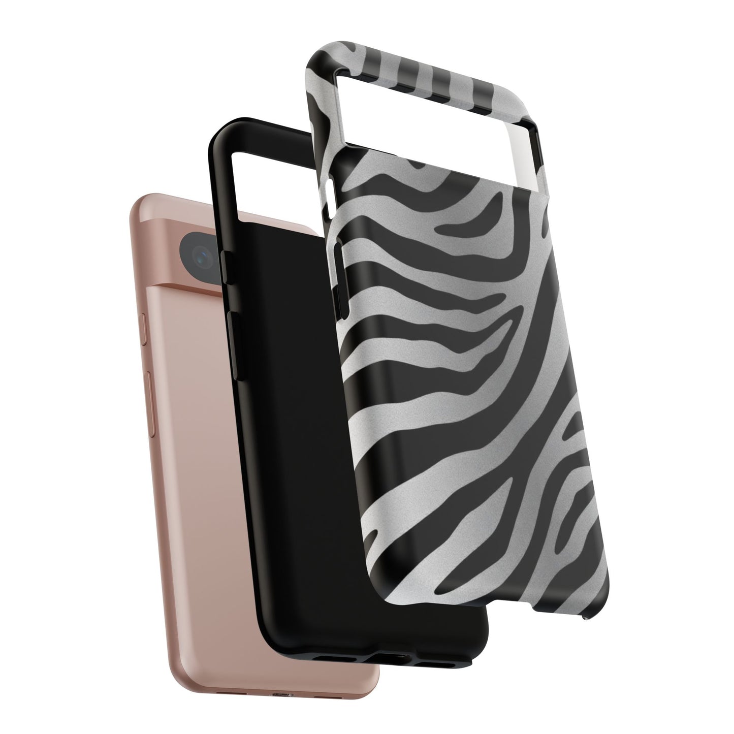 Zebra Print Tough Phone Case - Silver