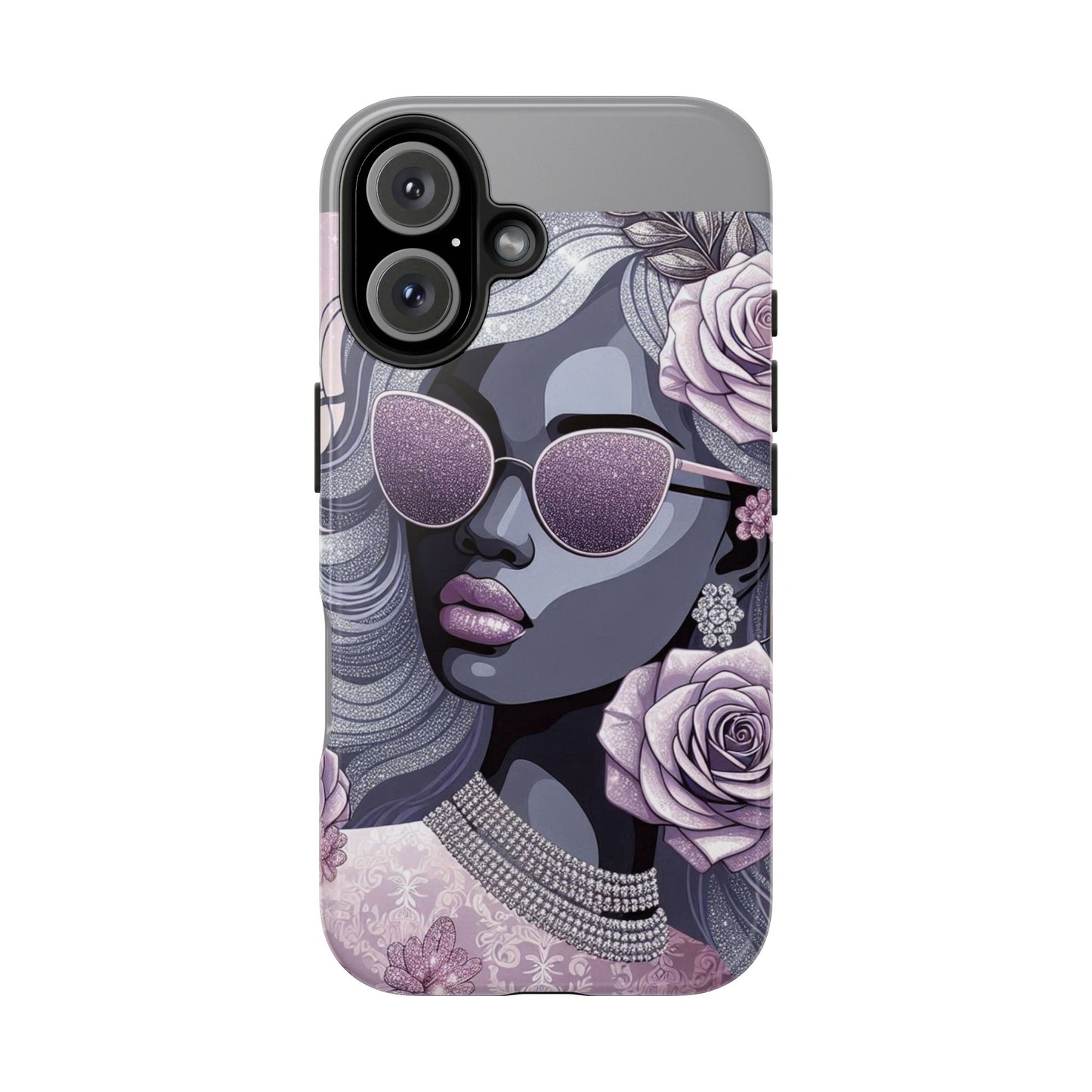 Glamorous Floral Tough Phone Case - Chic Protection for Trendsetters - Lilac & Lavender