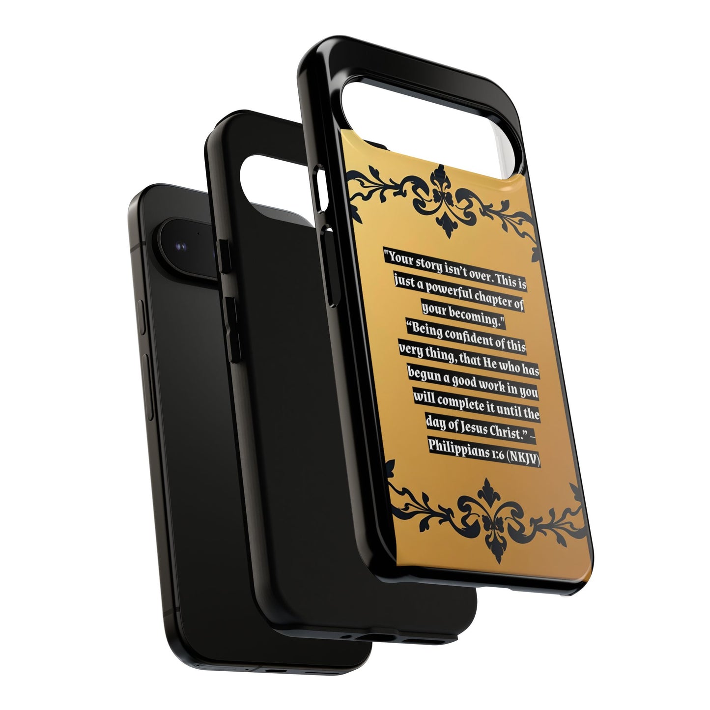 Elegant Floral Motif Phone Case - Tough Cases with Vintage Design - "Your story isn't over"
