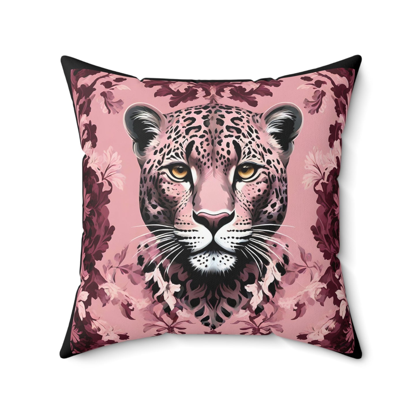 Elegant Pink Leopard Print Square Pillow - Stylish Home Decor