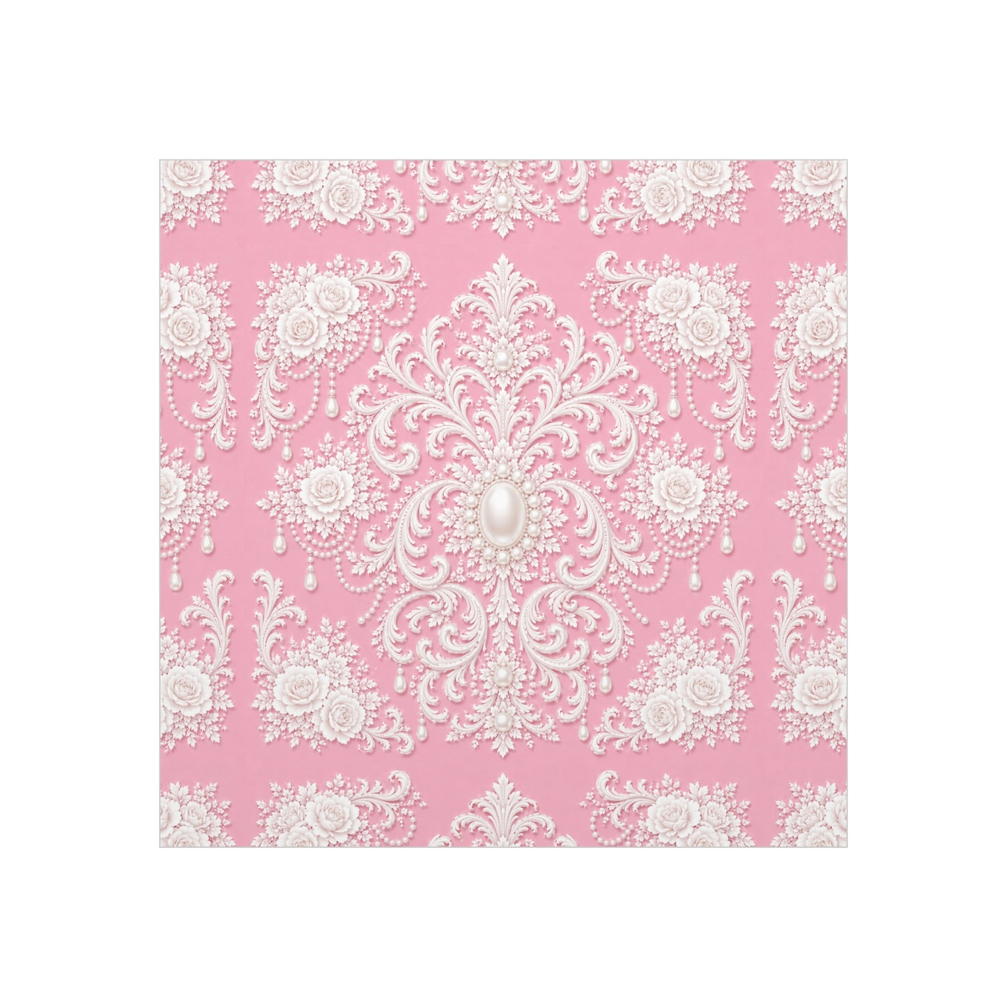 Pink Rococo Pearl Foam Board Wall Art — Elegant Vintage Floral Accent
