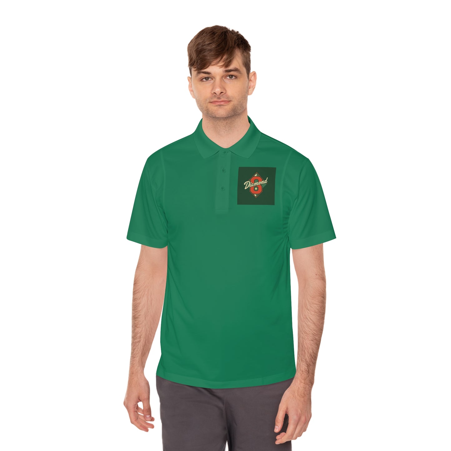 Men's Sport Polo Shirt with Green Design, Casual Wear, Gym Apparel, Outdoor Events, Golf Shirt, Father's Day Gift - Diamond 8