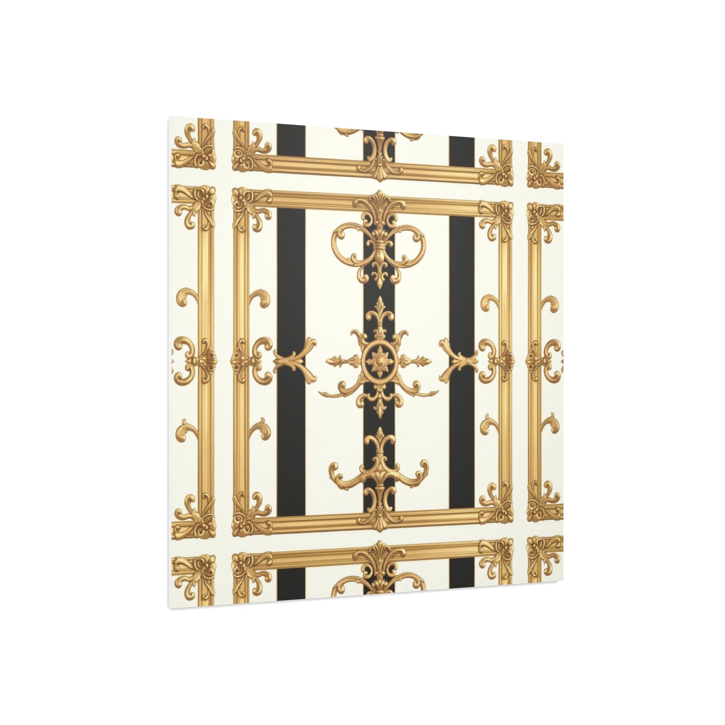 Elegant Foam Board Wall Art, Decorative Display, Home Decor, Office Decor, Visual Boards, Art Displays - Black & White Striped Gold Baroque