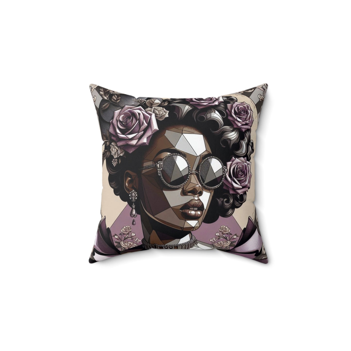 Chic Floral Square Pillow | Stylish Home Decor, Floral Accent Pillow, Modern Throw Cushion, Gift for Her - Lilac Baroque Lady