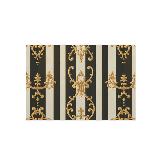 Elegant Black & Alabaster Striped Baroque Decorative Foam Board Wall Art, Chic Home Decor, Stylish Backdrop, Vintage Gold Stripe Design