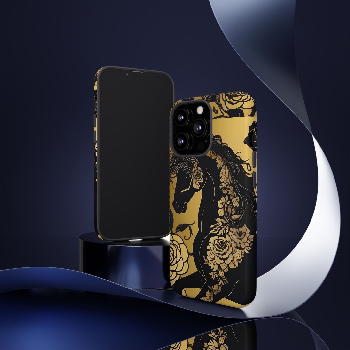 Phone Case - Elegant Horse & Roses Design