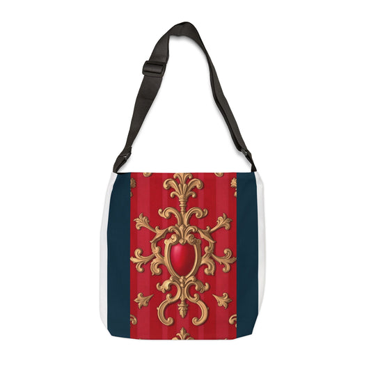 Elegant Floral Tote Bag - Perfect for Fashion Lovers, Gift, Shopping, Casual Days, Travel, Reusable - Blue, Red & White Striped Baroque