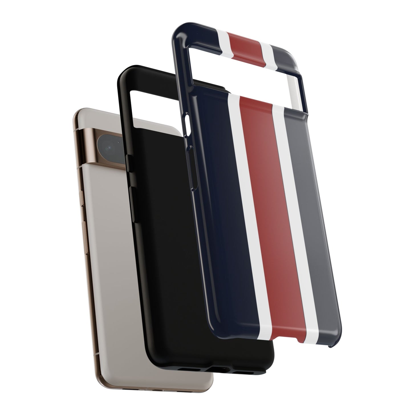 Lunar Midnight & Red-White Striped Stylish Phone Case - Tough Cases, Custom iPhone Cover, Sleek Phone Accessories, Gifts for Him/Her