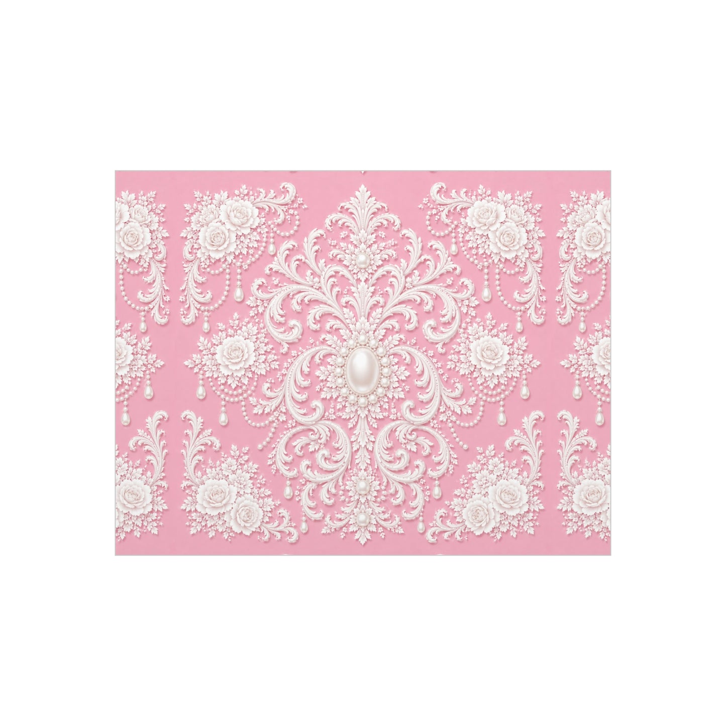 Pink Rococo Pearl Foam Board Wall Art — Elegant Vintage Floral Accent
