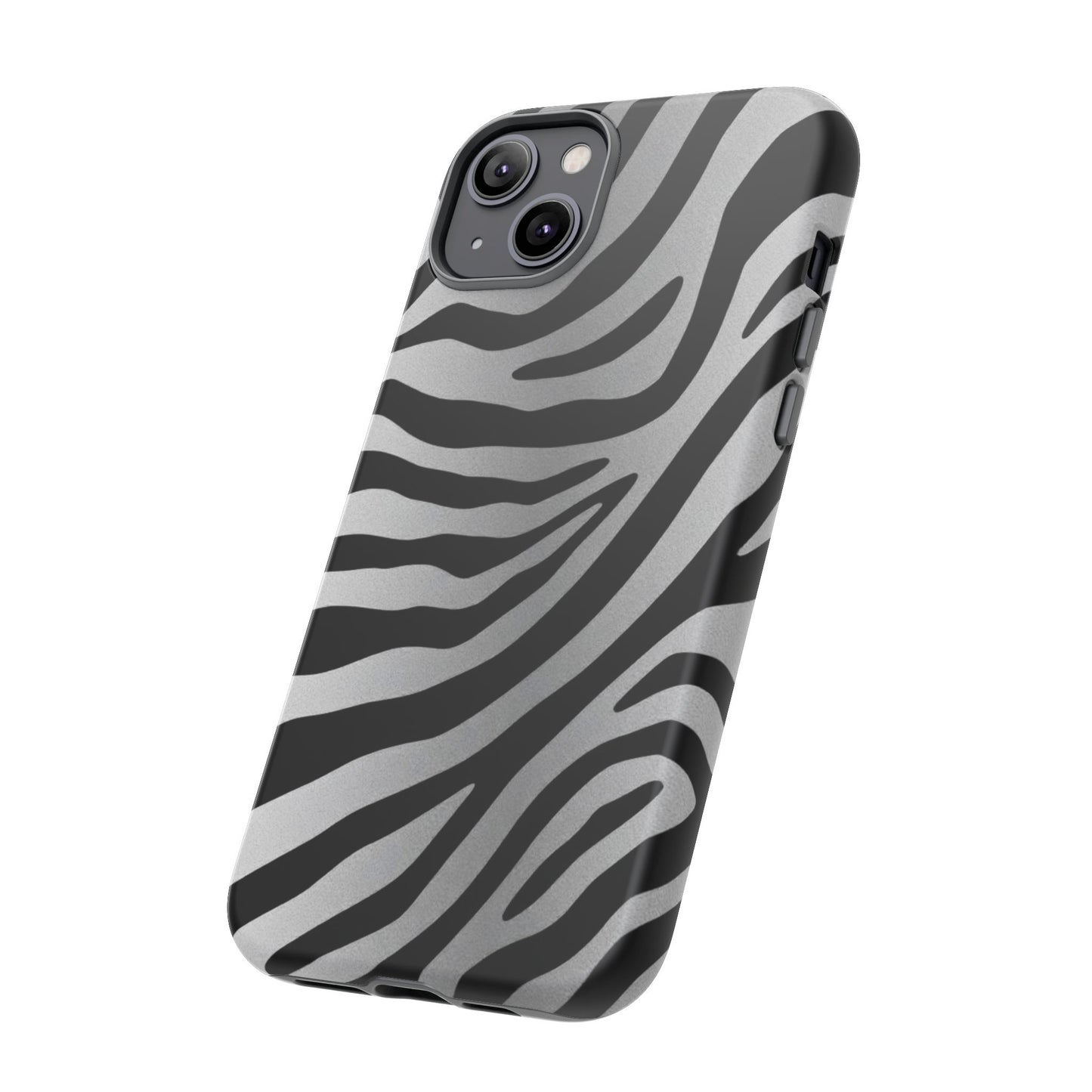 Zebra Print Tough Phone Case - Silver