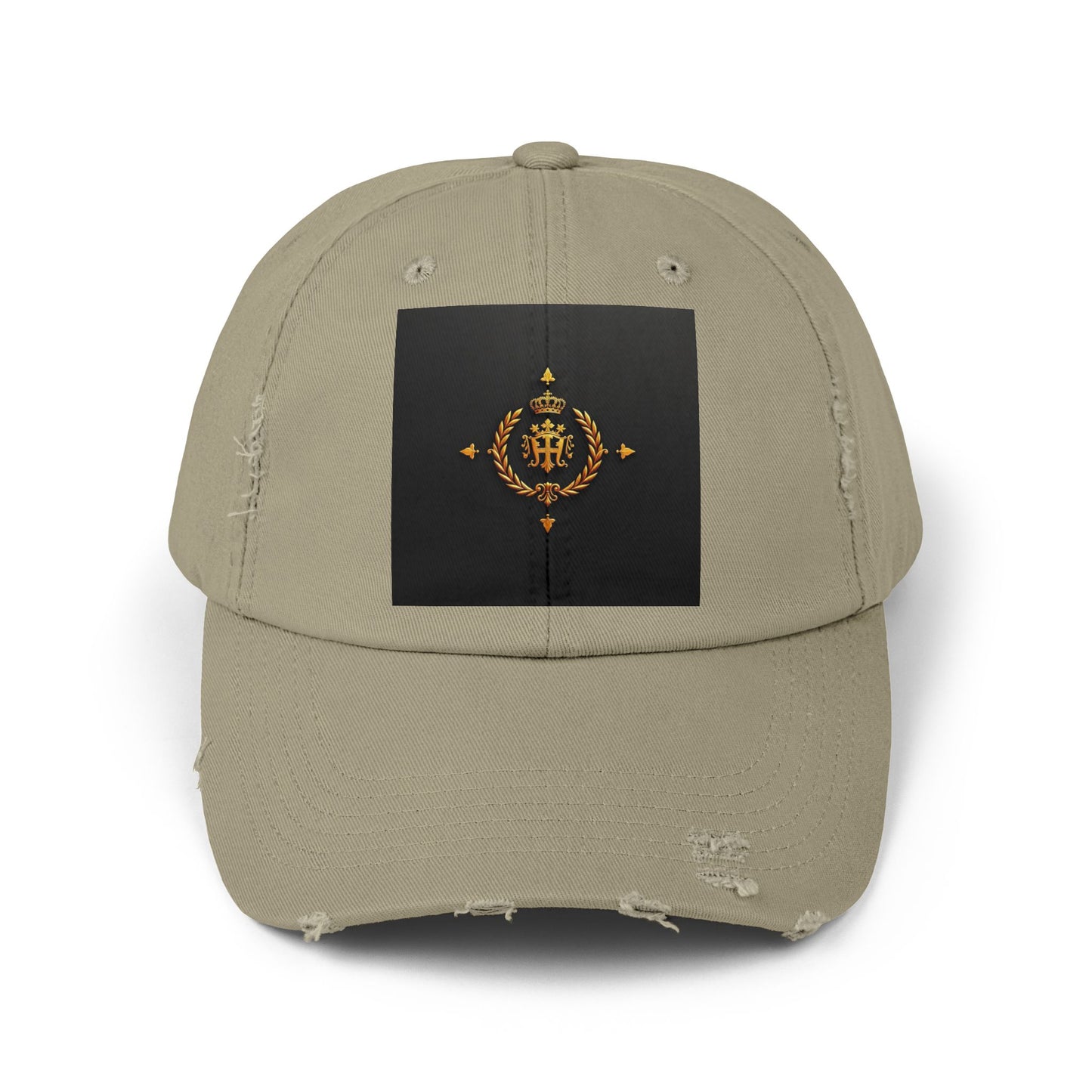Stylish Distressed Cap with Unique Design | Casual Headwear, Everyday Accessory, Trendy Gift, Outdoor Lifestyle - Gold Crest