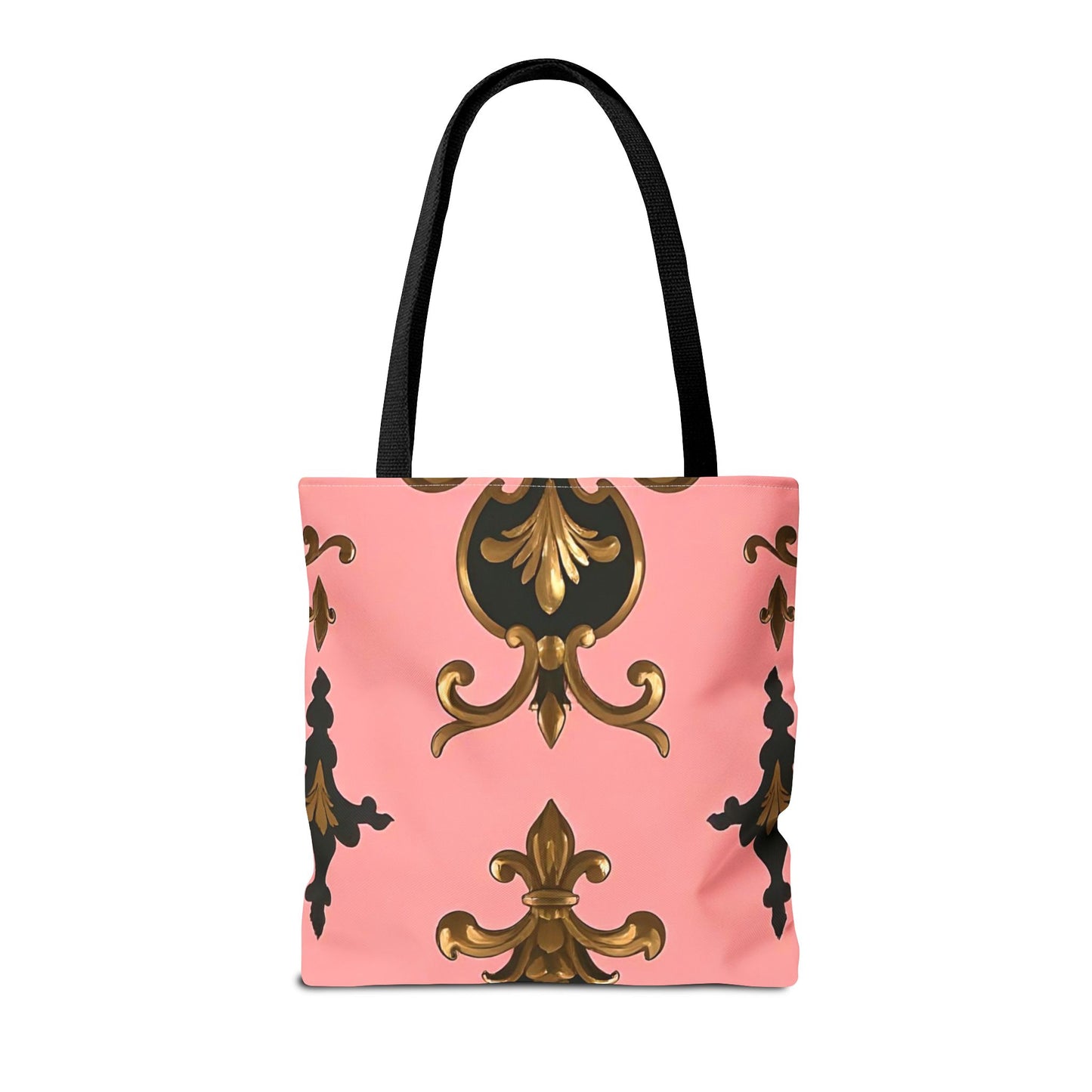 Elegant Patterned Tote Bag - Chic Carry-All for Everyday Use, Fashion Accessory - Pink, Black & Gold Rococo
