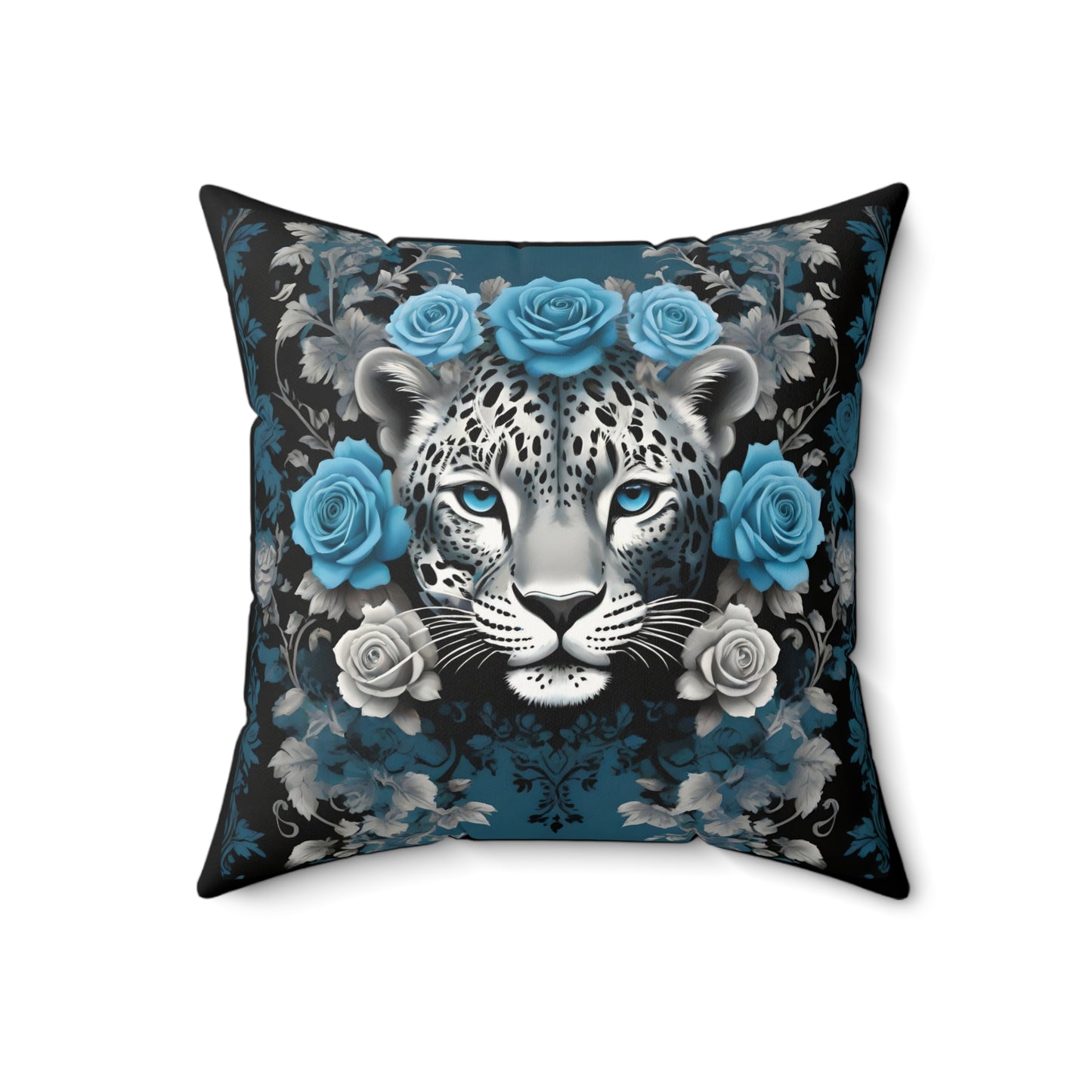 Elegant Leopard Floral Faux Suede Pillow – Stylish Home Decor - Silver Leopard