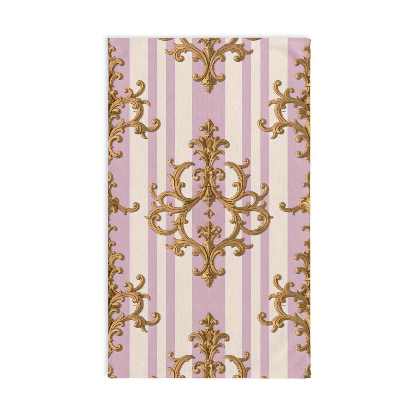 Elegant Purple Striped Hand Towel, Decorative Towel, Kitchen Decor, Gift for Her, Home Accessory, Bath Linen - Lilac & Alabaster Striped Gold Baroque