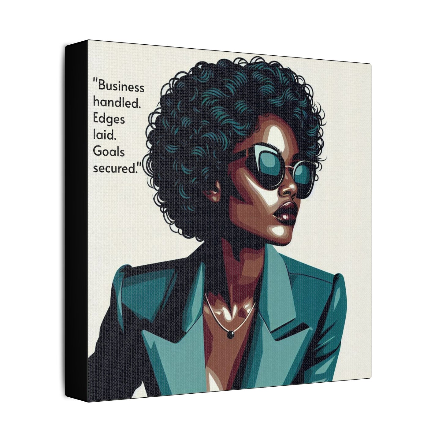 Afro Art Print Canvas, Wall Decor, Satin Stretched Canvas, African American Art, Office Decor, Home Decor - "Business handled."