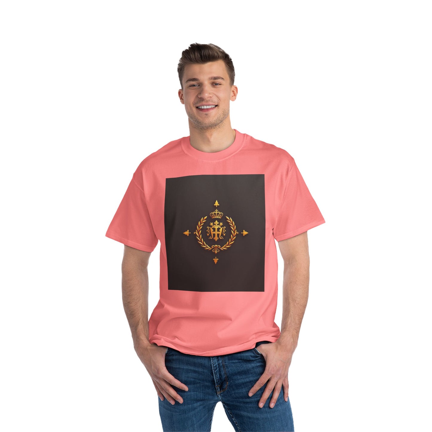 Stylish Gold Emblem T-Shirt, Casual Tee, Unique Gift, Everyday Wear, Graphic Shirt, Fashion Statement - Gold Crest