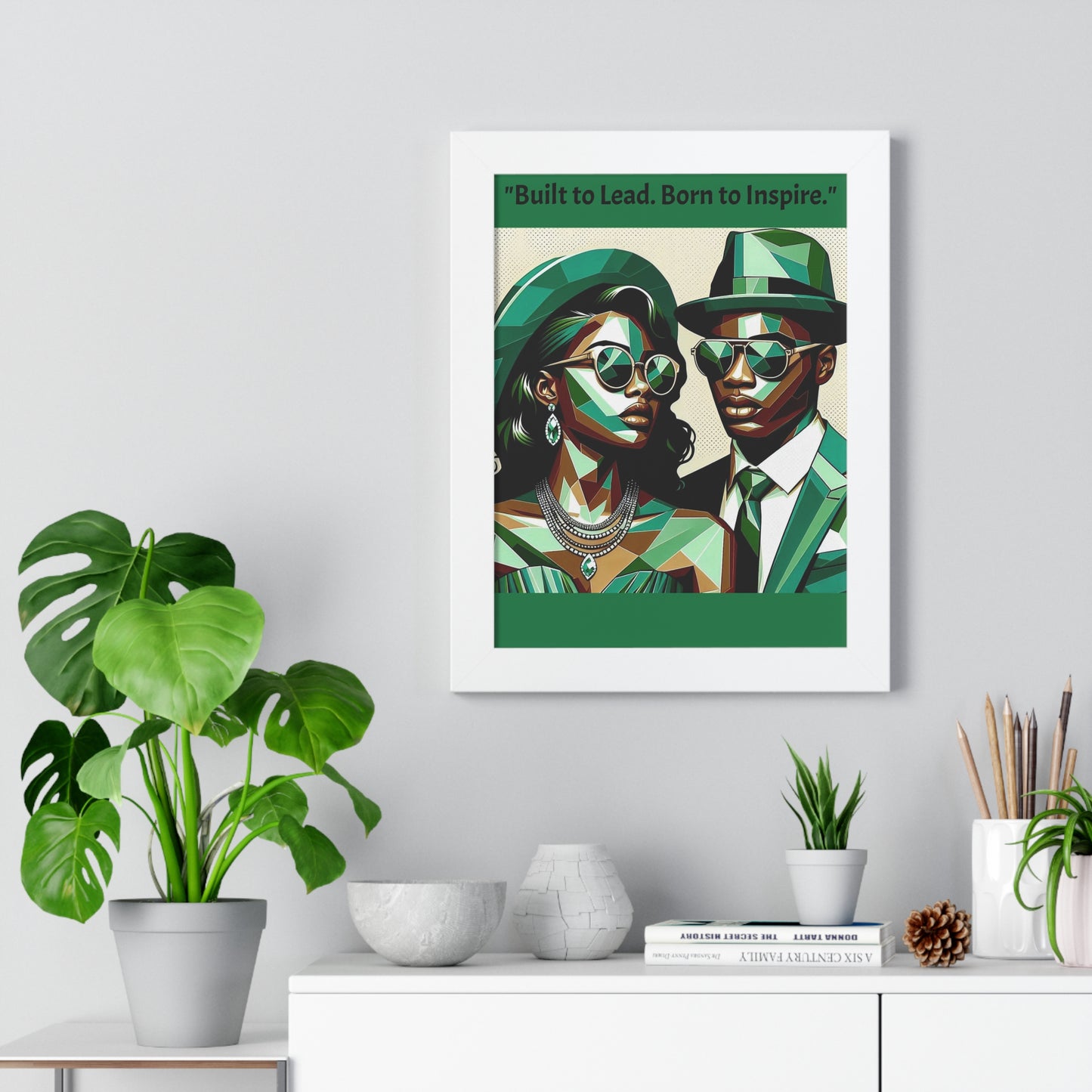 Stylish Framed Vertical Poster - Modern Art for Home Decor - "Built to Lead. Born to Inspire."