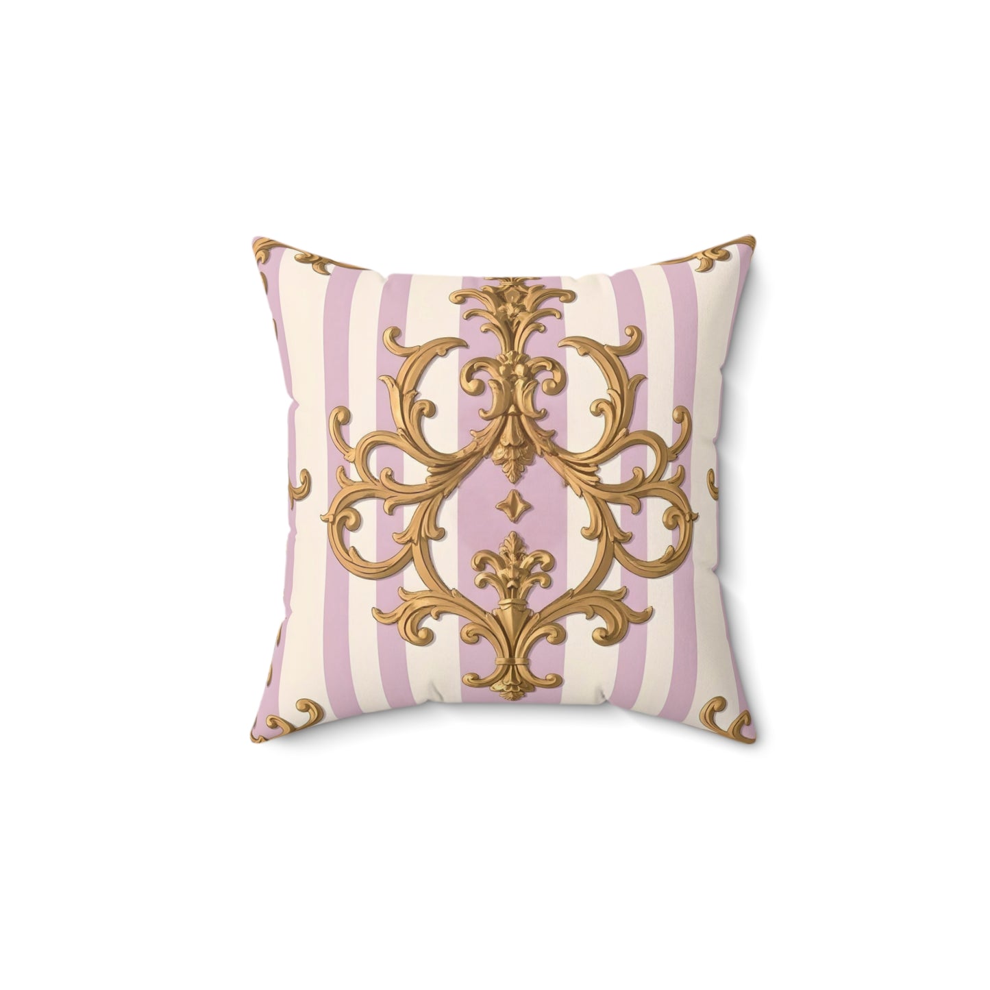 Elegant Decorative Pillow, Luxurious Home Decor, Shabby Chic Accent Cushion, Gift for Hostess - Lilac & Alabaster Striped Gold Baroque