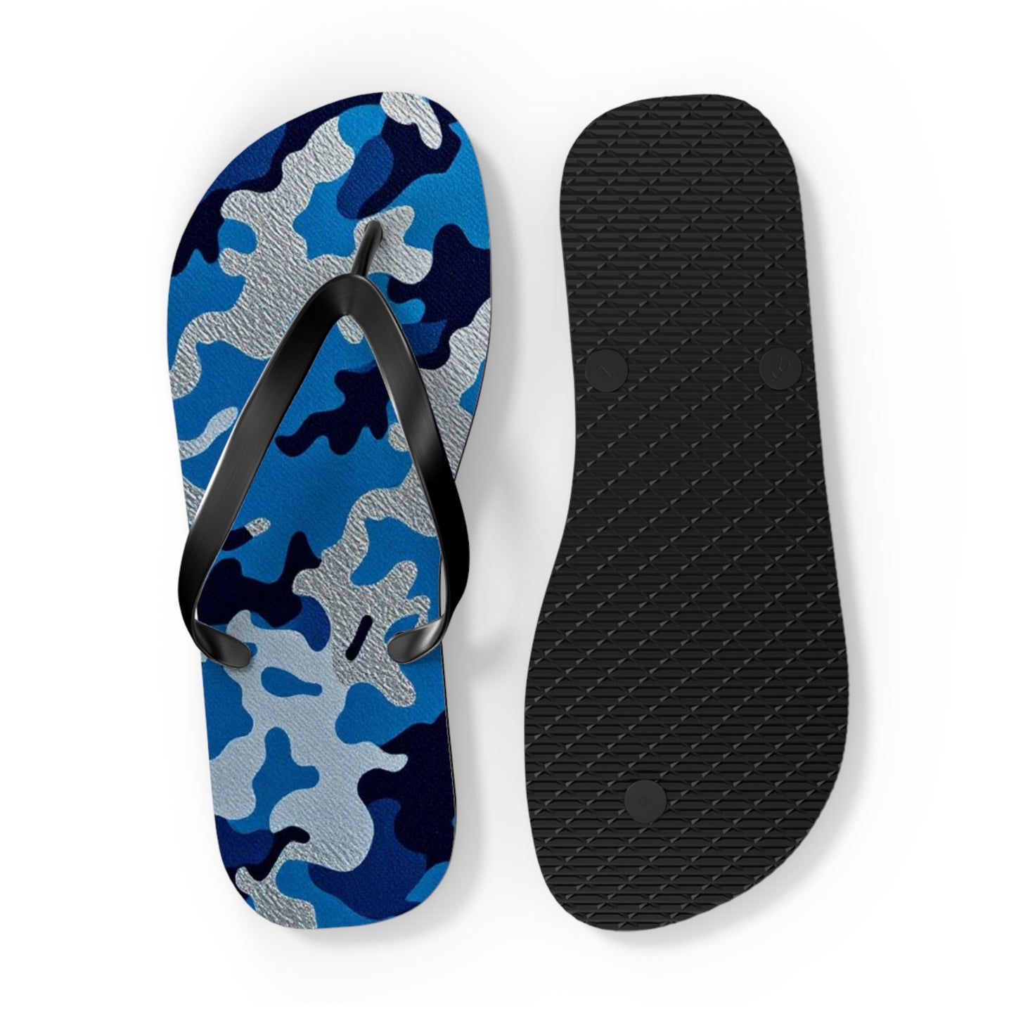 Camo Flip Flops - Stylish Beach Sandals for Summer, Casual Footwear, Vacation Essentials, Poolside Comfort, Outdoor Activities - Blue