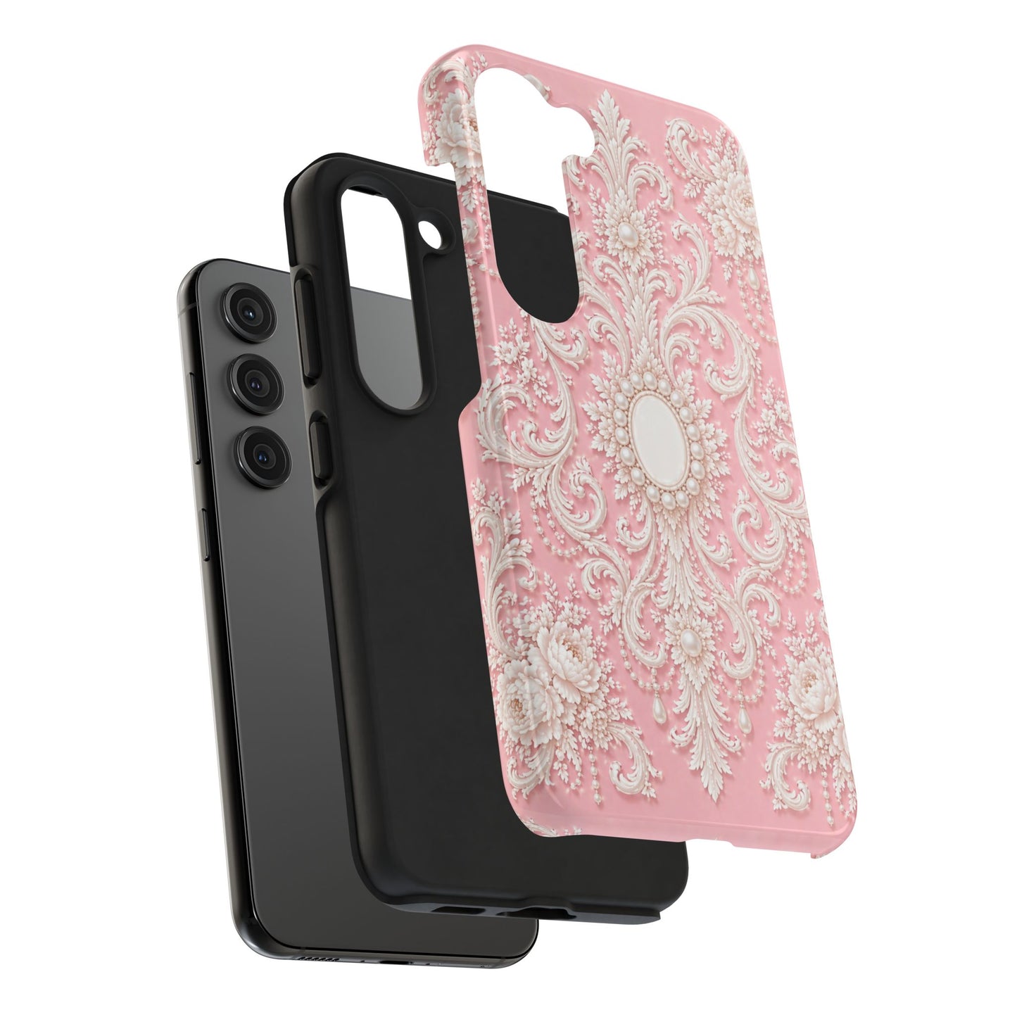 Pink Rococo Elegant Floral Tough Phone Case - Pink Vintage Design