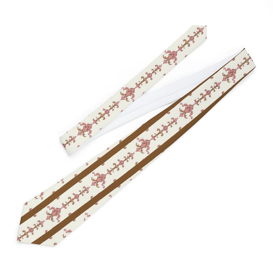 Festive Reindeer Necktie | Holiday Attire, Christmas Gift, Winter Fashion, Office Wear, Wedding Accessory - Brown Striped Pink Arabesque