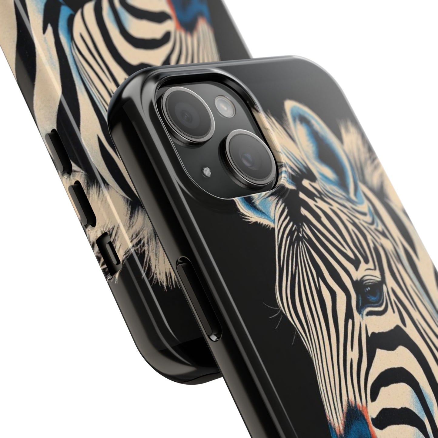 Zebra Tough Phone Case - Trendy Floral Design for Animal Lovers - Blue Zebra & Roses