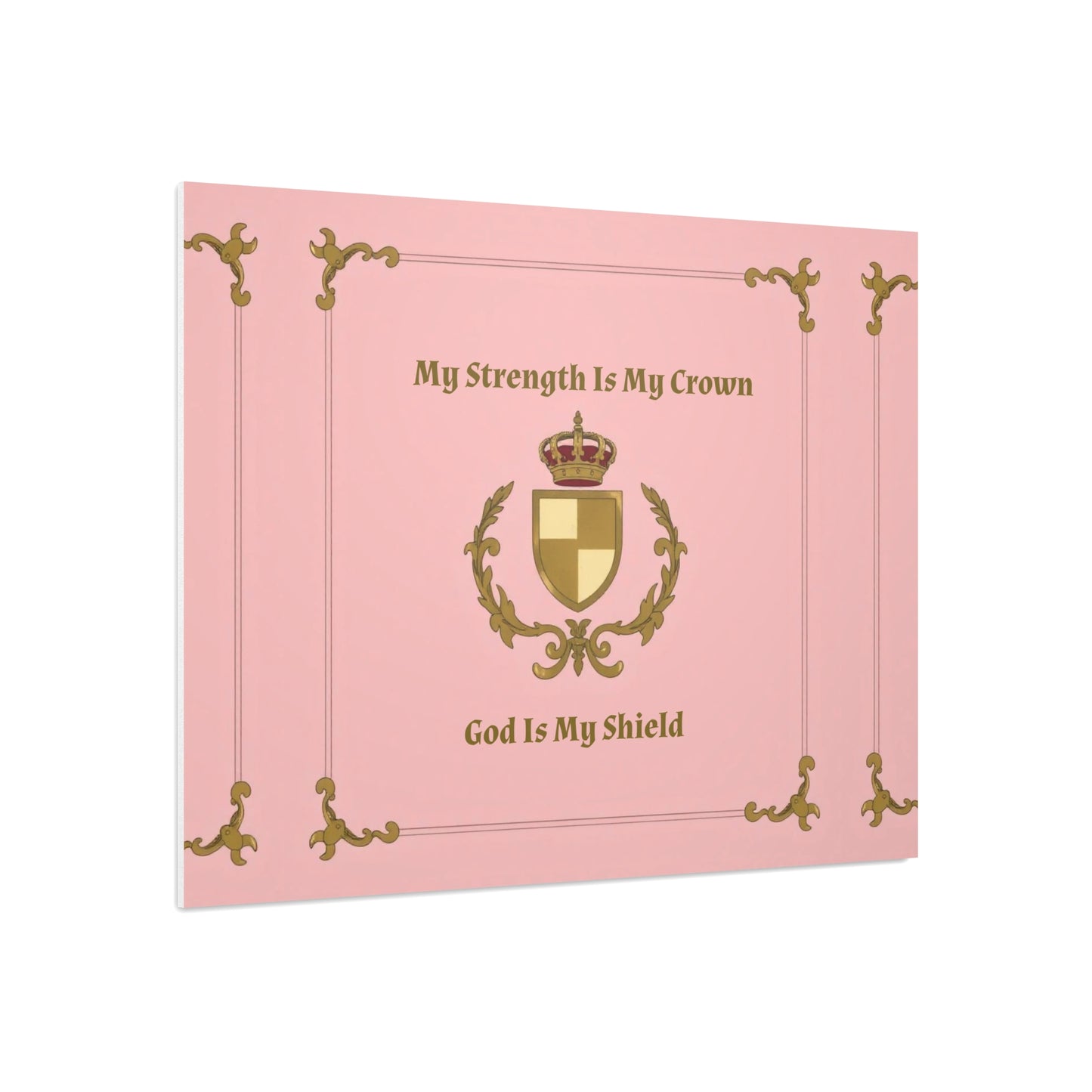 Crest & Crown Spiritual Quote Wall Art, Motivational Decor, Foam Board Print, Home Accent, Gift for Friends, Pink Crown Design