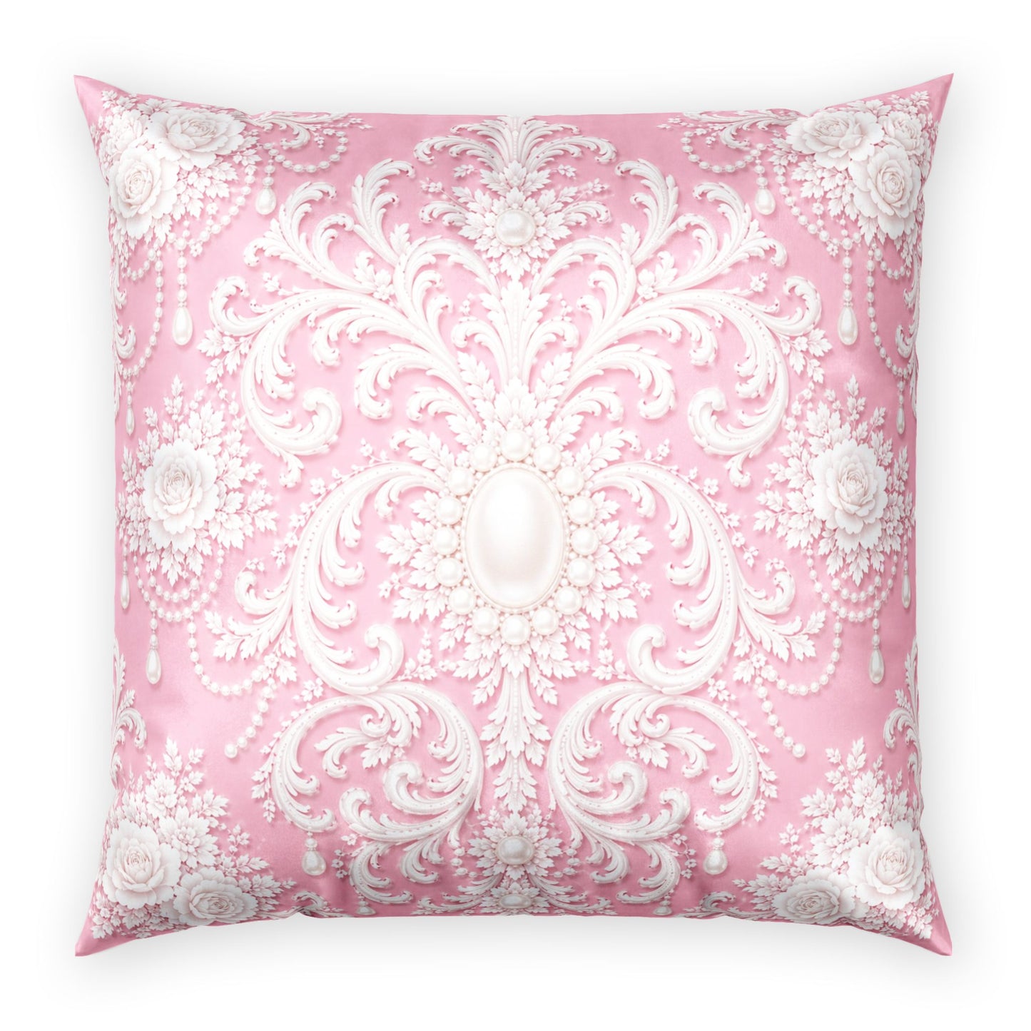 Pink Rococo Velvet Pillow – Elegant Rococo Throw Pillow