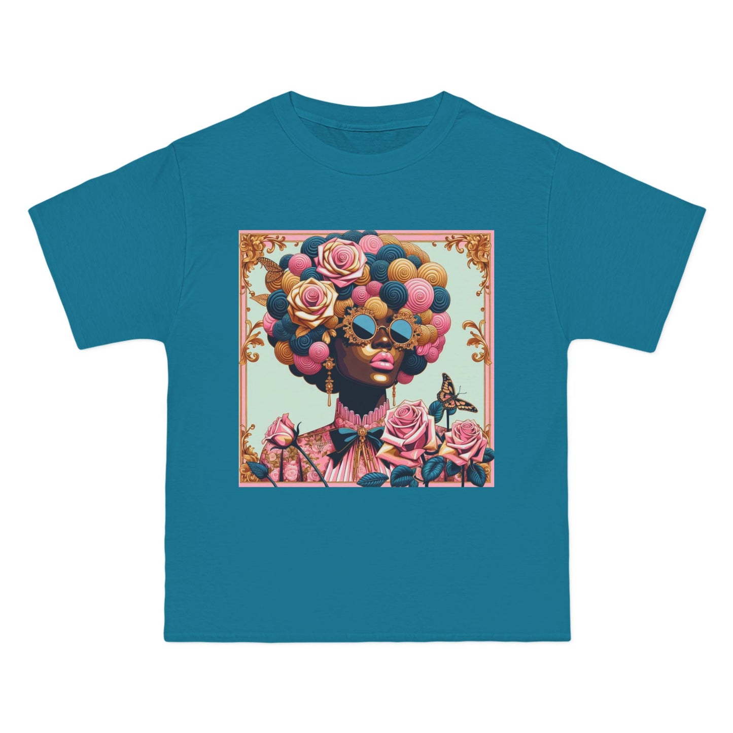 Vibrant Art Tee - Short-Sleeve T-Shirt with Colorful Floral Design, Art Lovers Gift, Trendy Summer Fashion - Lady In Pink Baroque