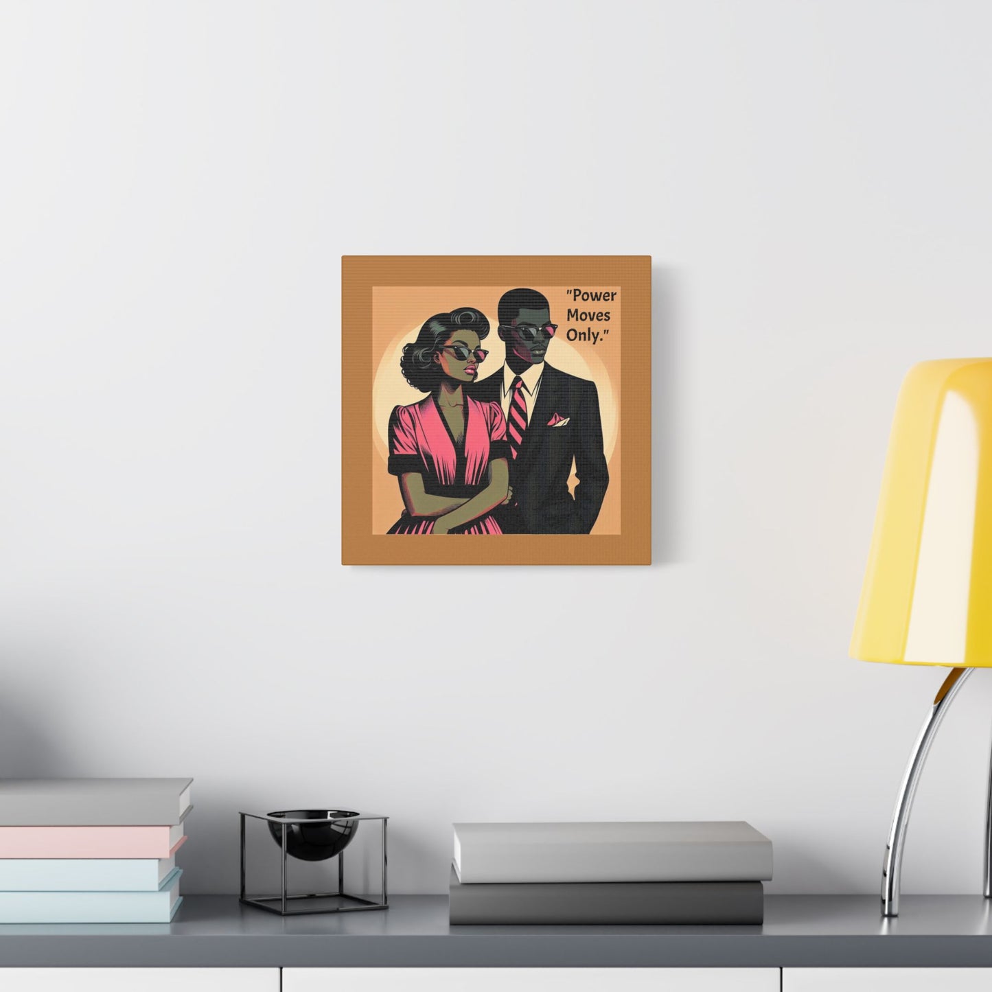 Afro Art Print Canvas, Wall Decor, Satin Stretched Canvas, African American Art, Office Decor, Home Decor - "Power Moves Only."