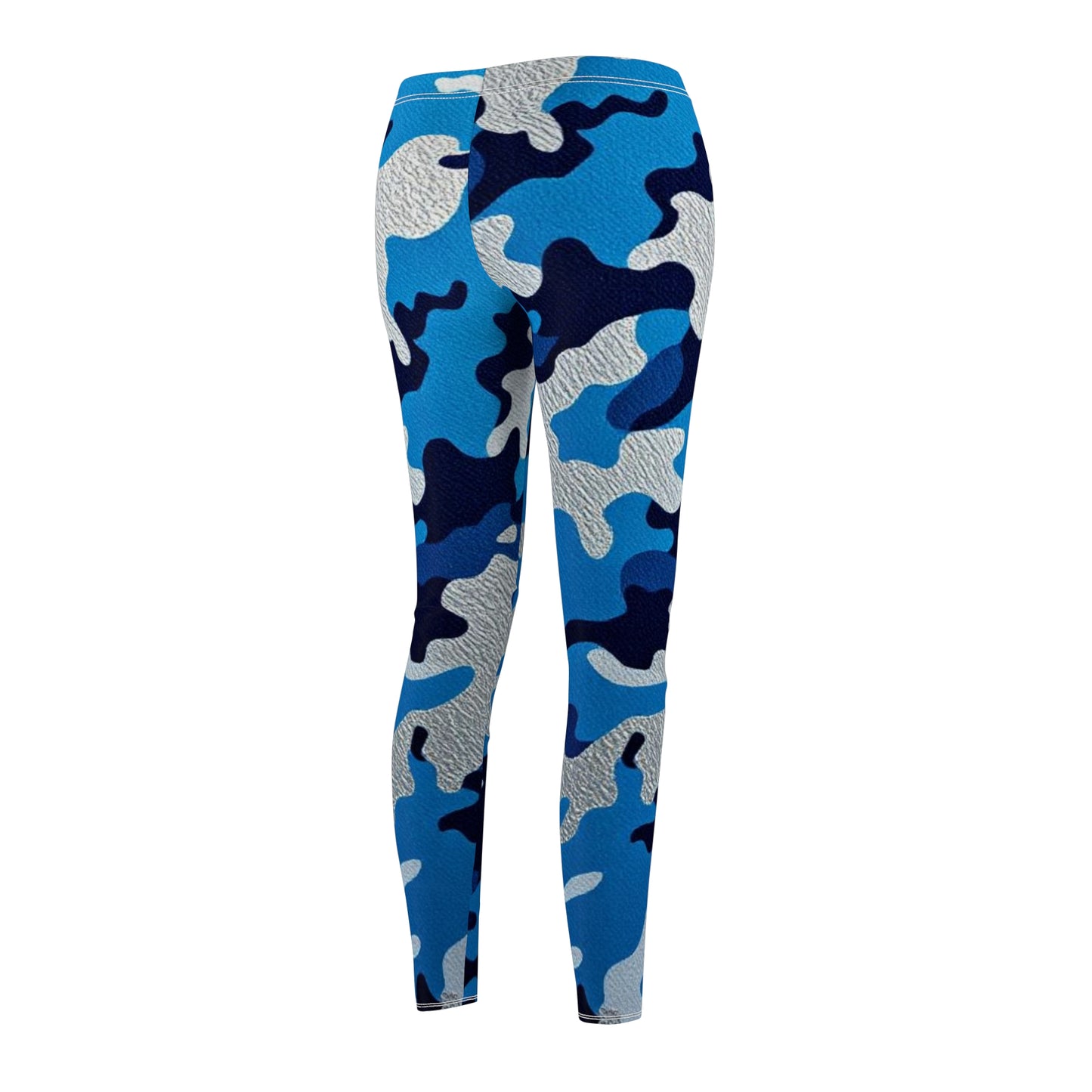 Camouflage Print Casual Leggings, Trendy Activewear, Comfortable Workout Pants, Stylish Athleisure - Blue Camo