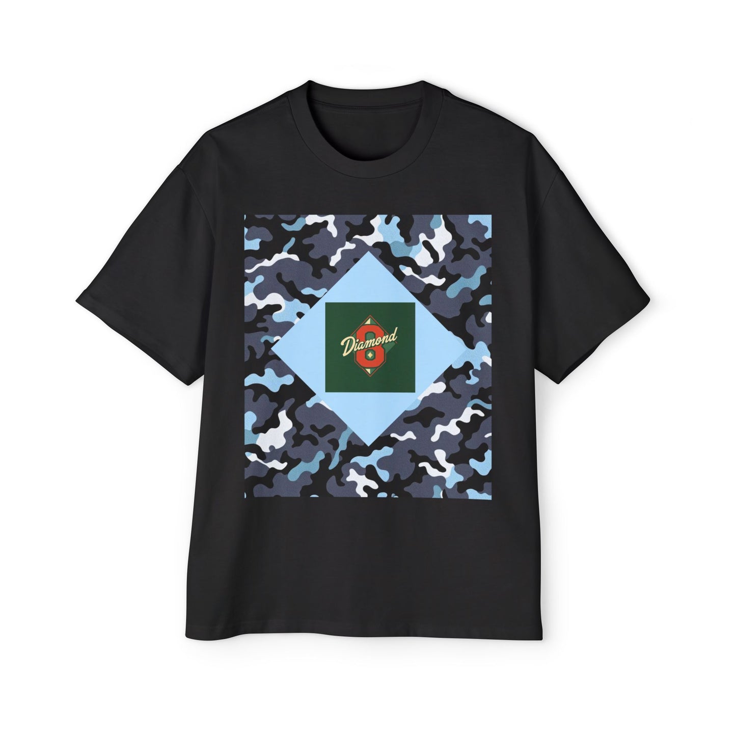 Men's Oversized Camo Tee, Casual Streetwear, Graphic T-Shirt, Trendy Outfit, Gift for Him, Relaxed Fit Top - Camo & Diamond 8