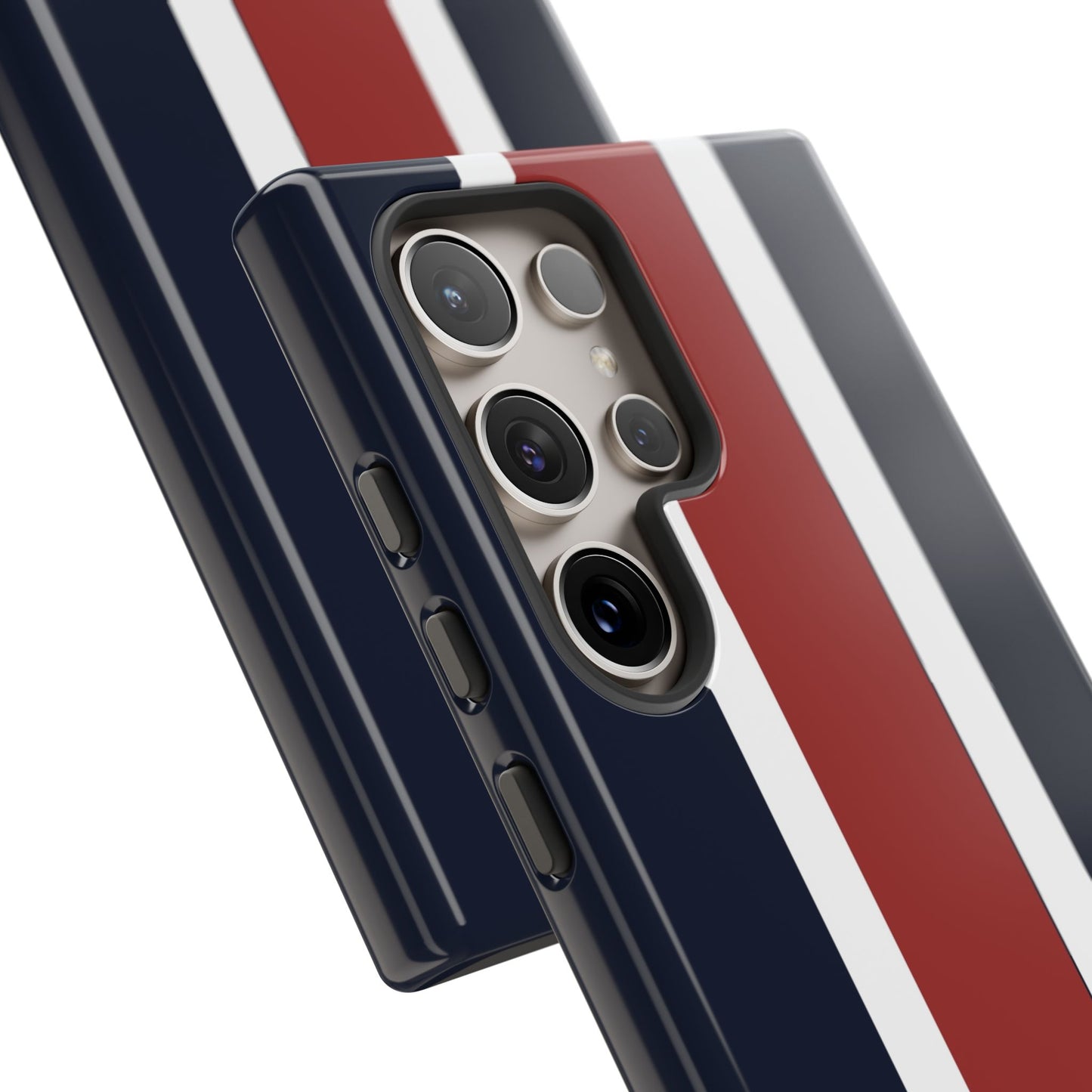Lunar Midnight & Red-White Striped Stylish Phone Case - Tough Cases, Custom iPhone Cover, Sleek Phone Accessories, Gifts for Him/Her