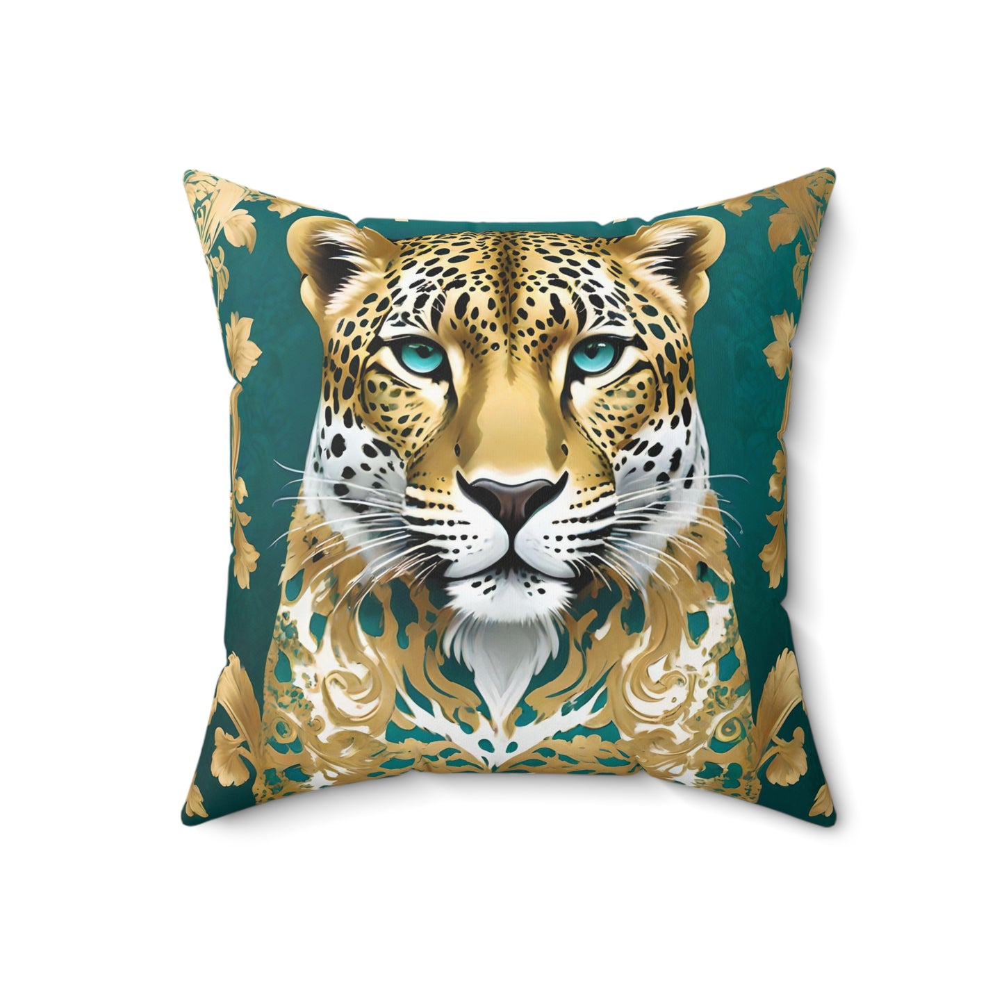Majestic Leopard Decorative Pillow - Luxurious Spun Polyester Cushion for Home Decor - Gold Leopard