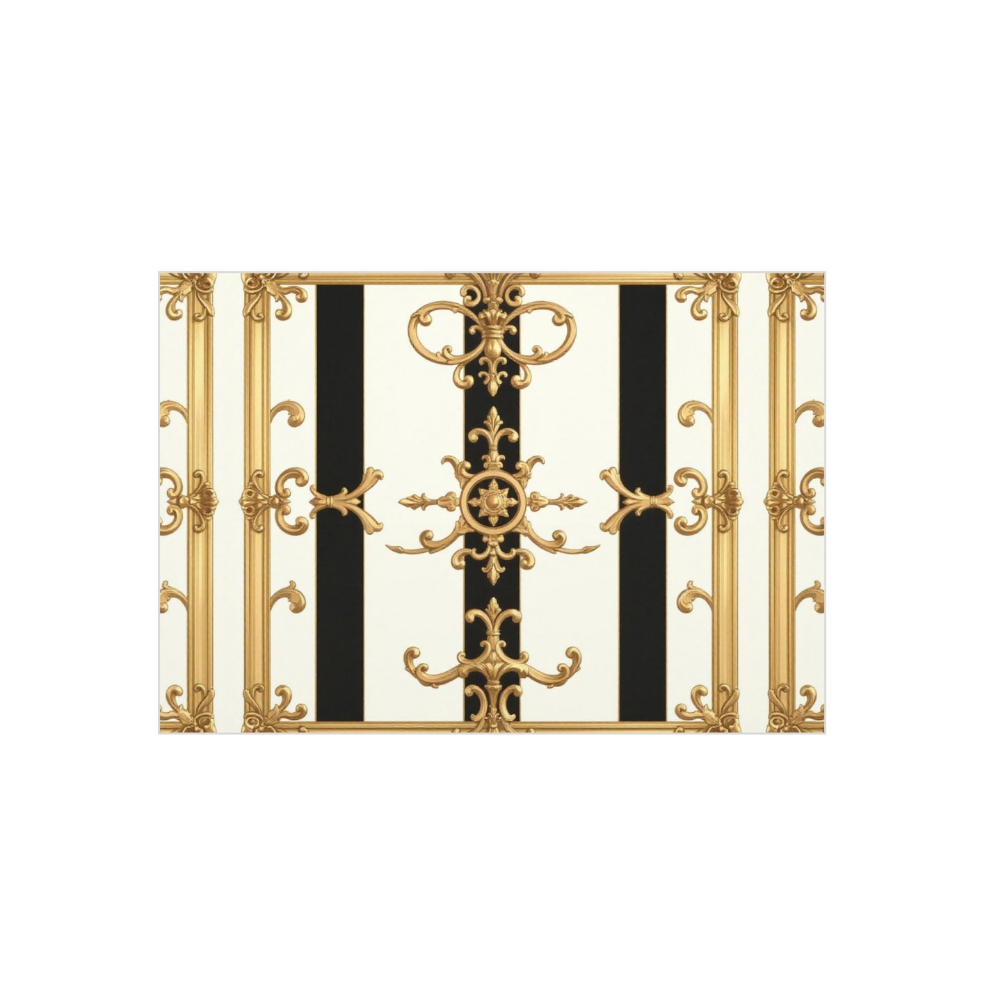Elegant Foam Board Wall Art, Decorative Display, Home Decor, Office Decor, Visual Boards, Art Displays - Black & White Striped Gold Baroque