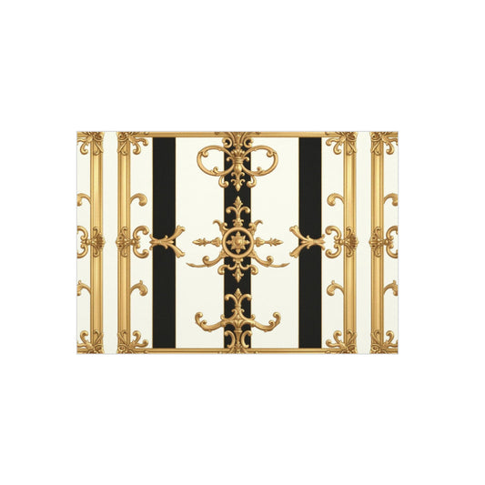 Elegant Foam Board Wall Art, Decorative Display, Home Decor, Office Decor, Visual Boards, Art Displays - Black & White Striped Gold Baroque