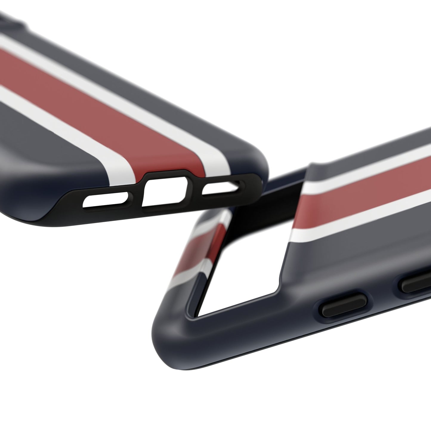 Lunar Midnight & Red-White Striped Stylish Phone Case - Tough Cases, Custom iPhone Cover, Sleek Phone Accessories, Gifts for Him/Her