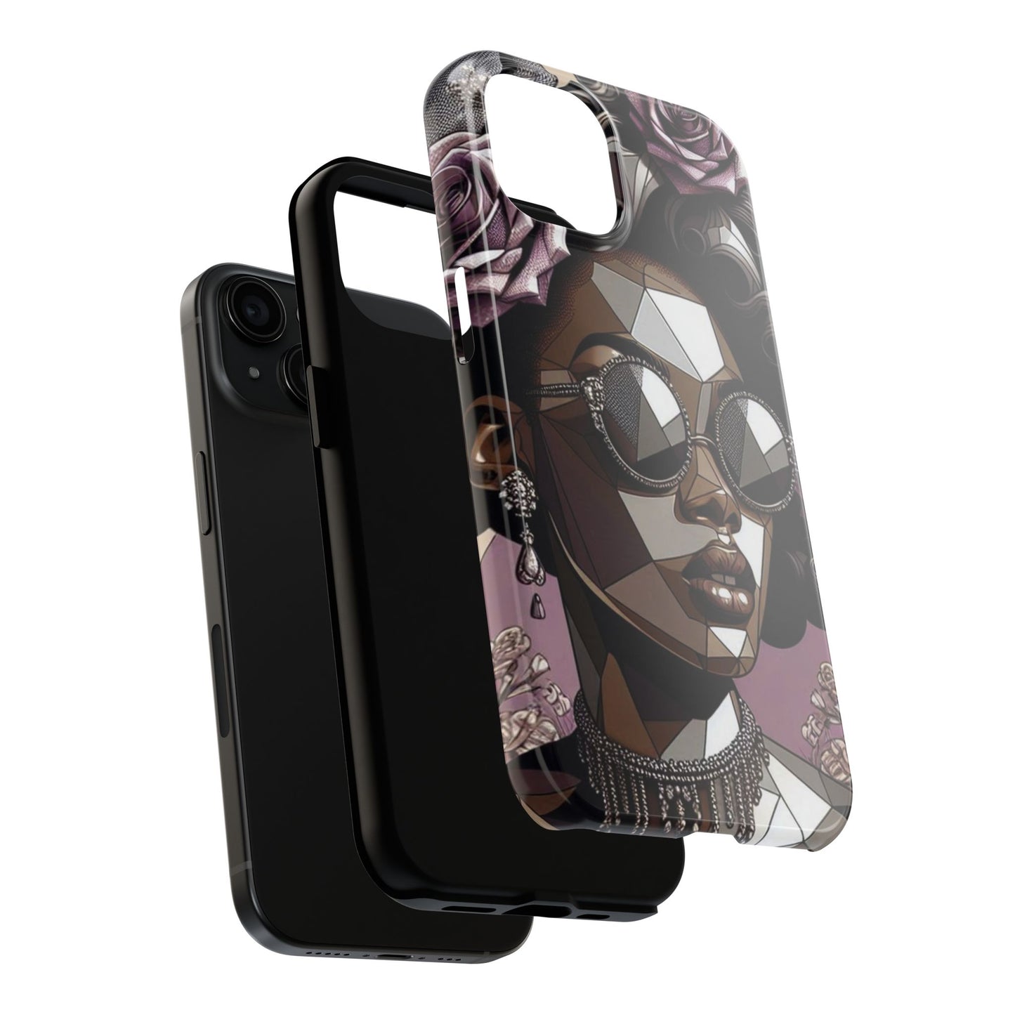 Chic Geometric Phone Case, Stylish Tough Case for Women, Unique Gift, Floral Design, Modern Accessories for Everyday Use - Lilac Baroque Lady