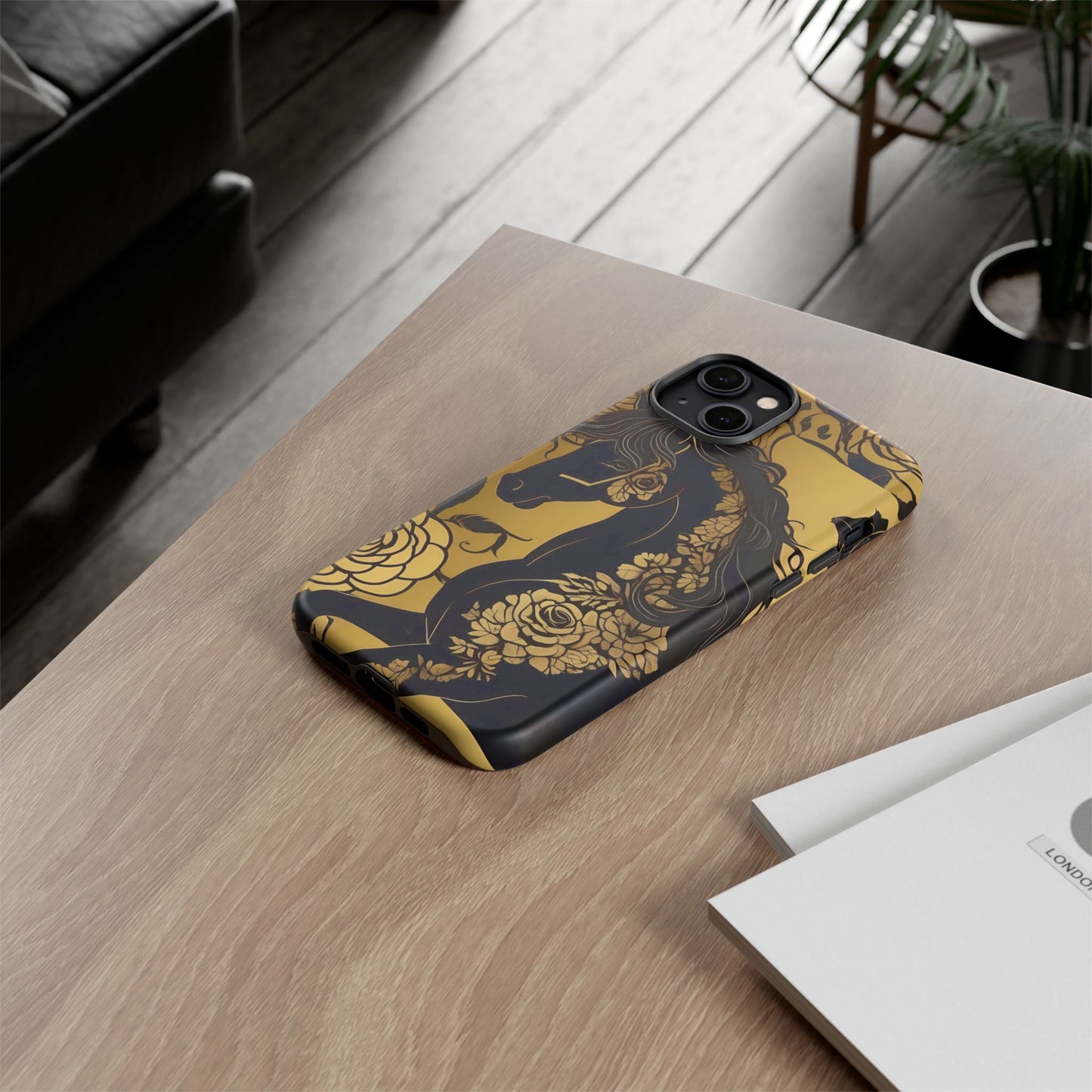 Phone Case - Elegant Horse & Roses Design