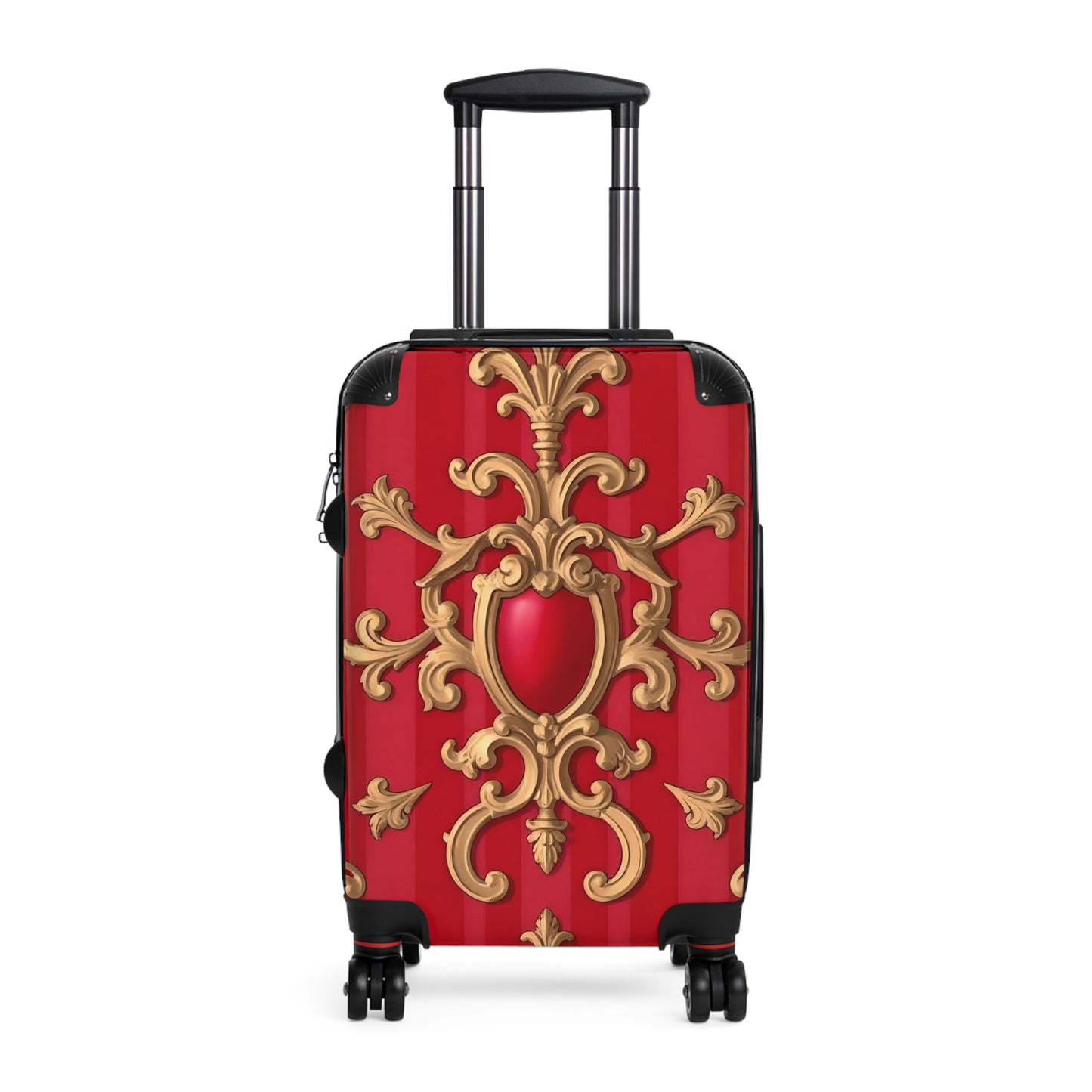 Elegant Red Ornate Suitcase - Travel Luggage for Stylish Journeys, Weekend Getaways, Fashionable Travel, Gift for Travelers - Red Baroque
